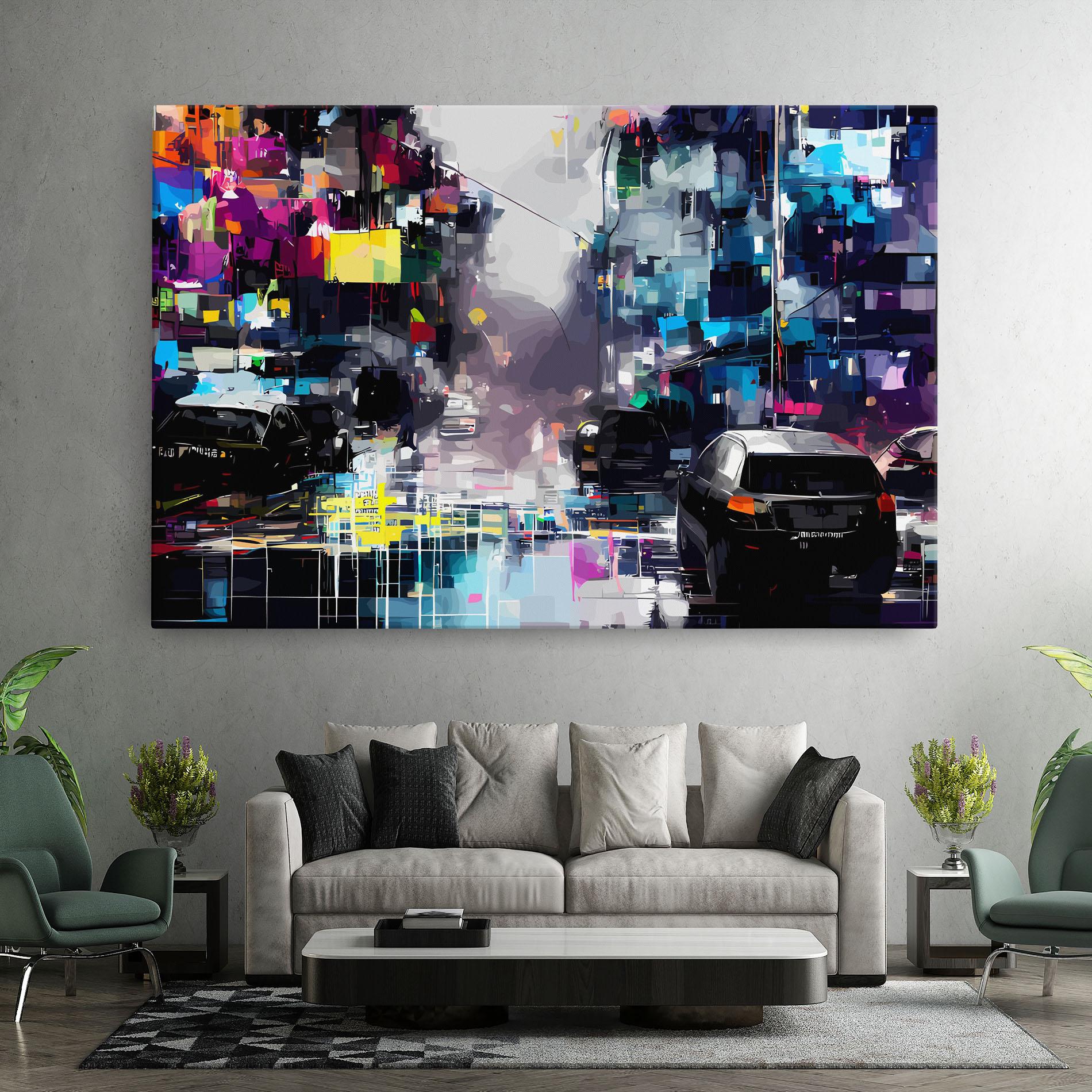 Leinwandbild Grunge City Street mockup 7