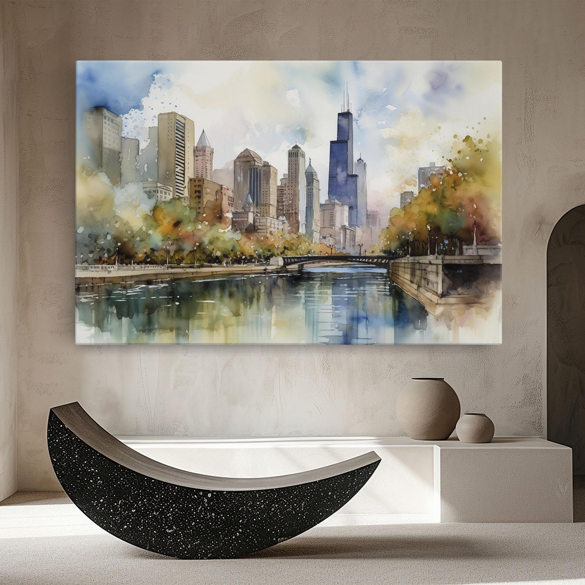 Leinwandbild City Skyline Painting mockup 8
