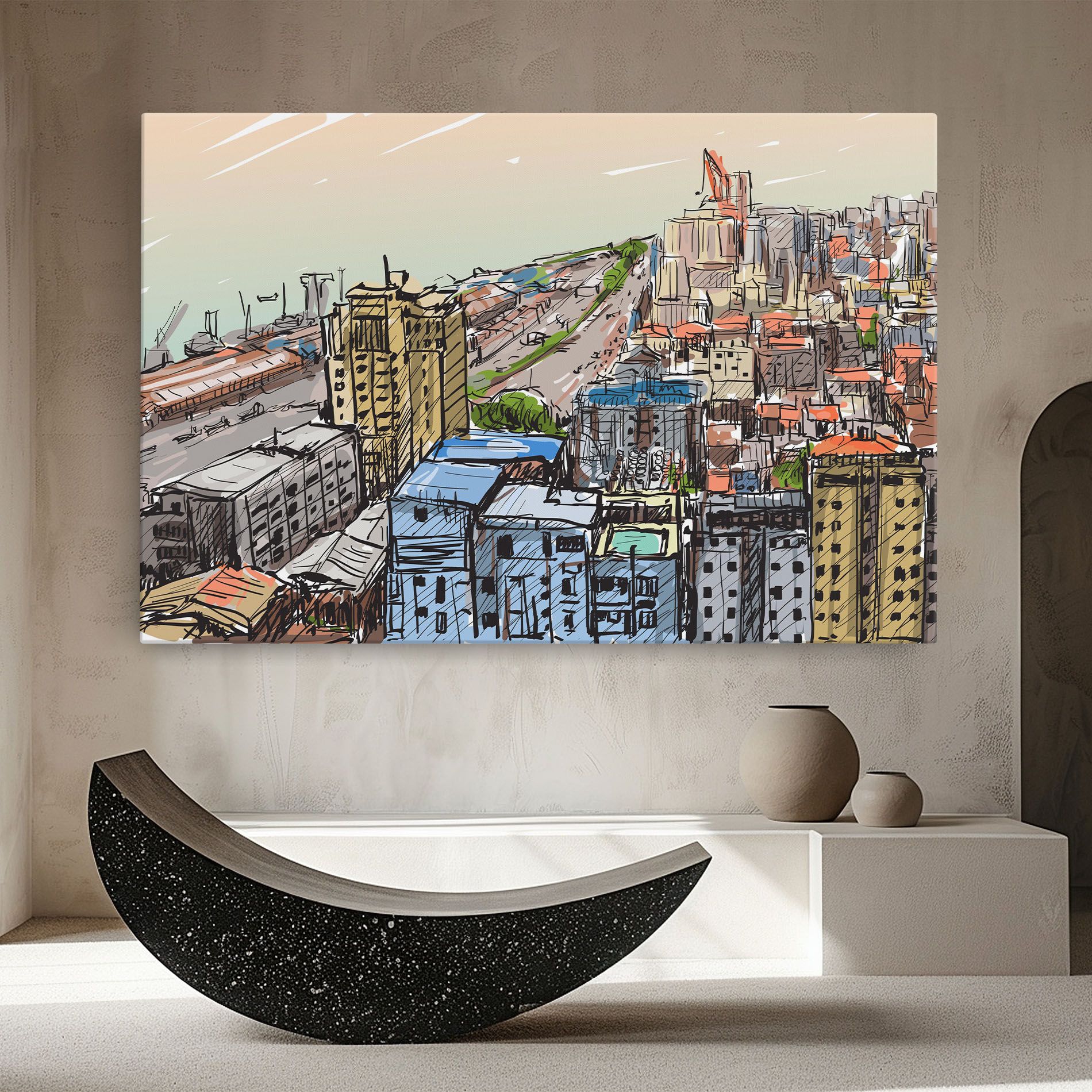 Colorful City Drawing mockup 8