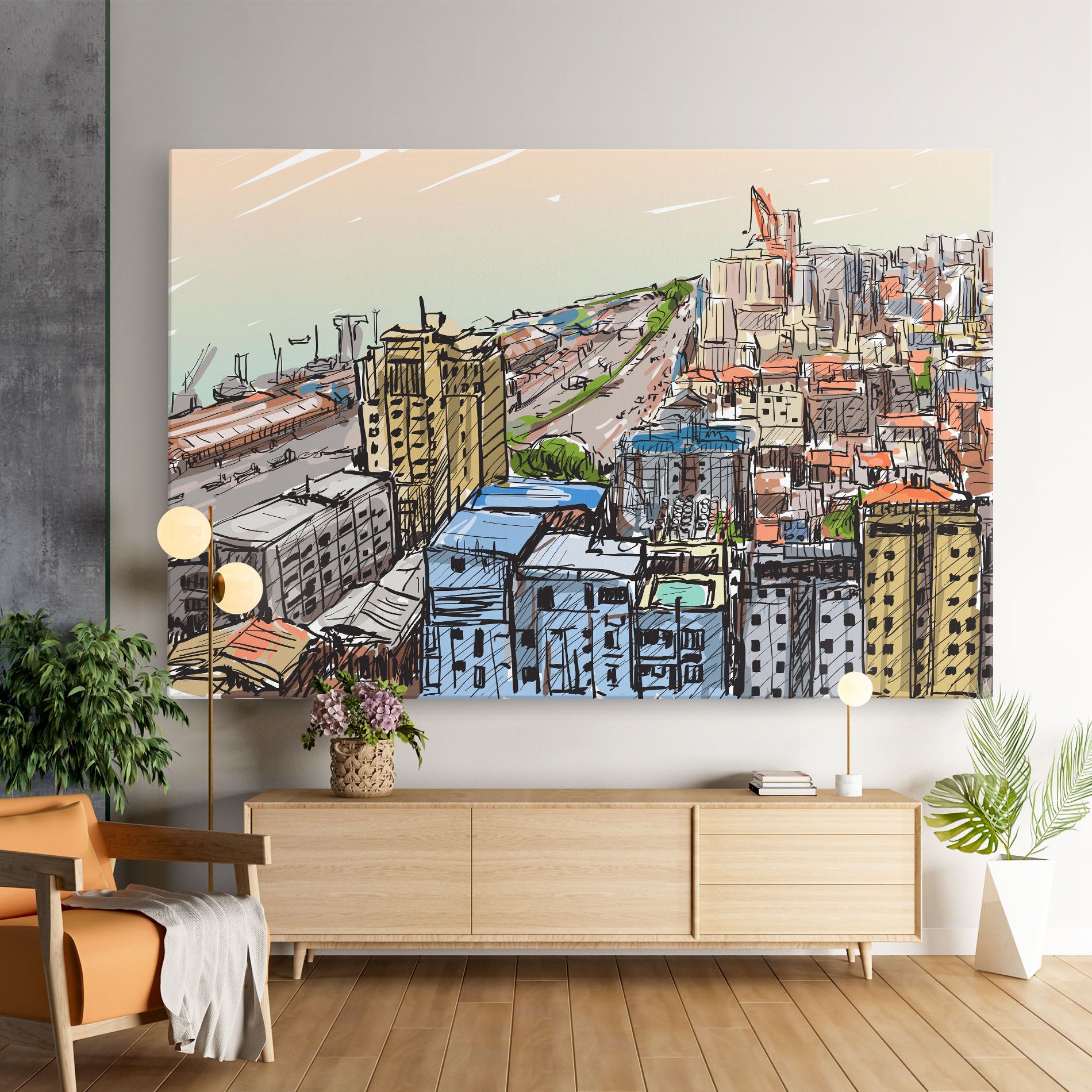 Colorful City Drawing mockup 9