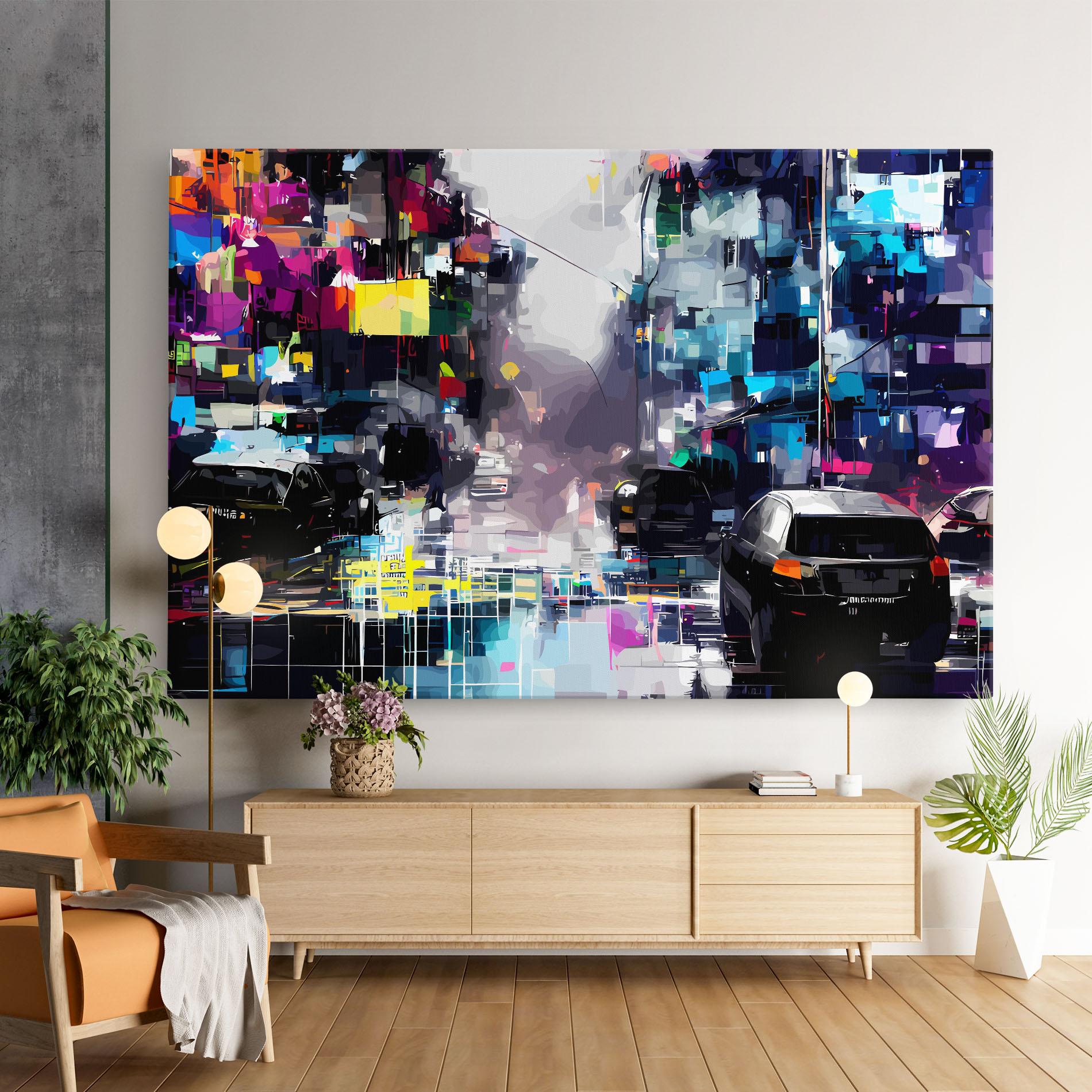 Leinwandbild Grunge City Street mockup 9