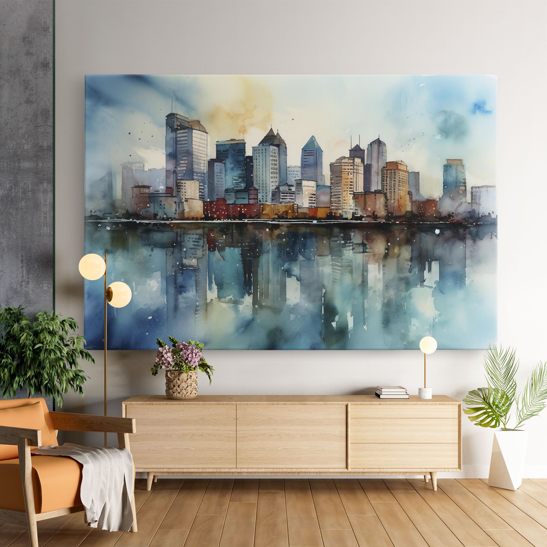 Watercolor City Skyline mockup 9