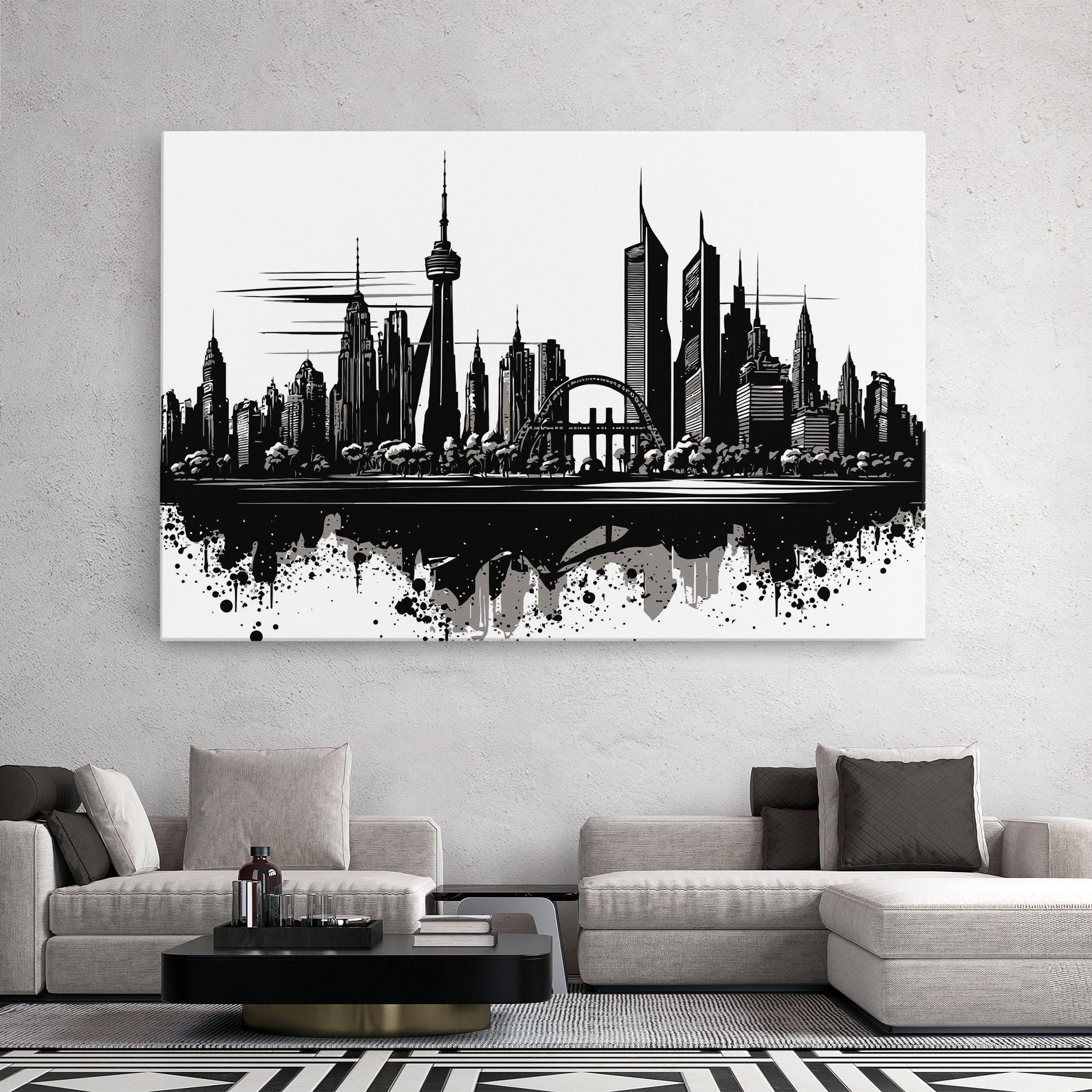 Leinwandbild Black Ink City mockup 2