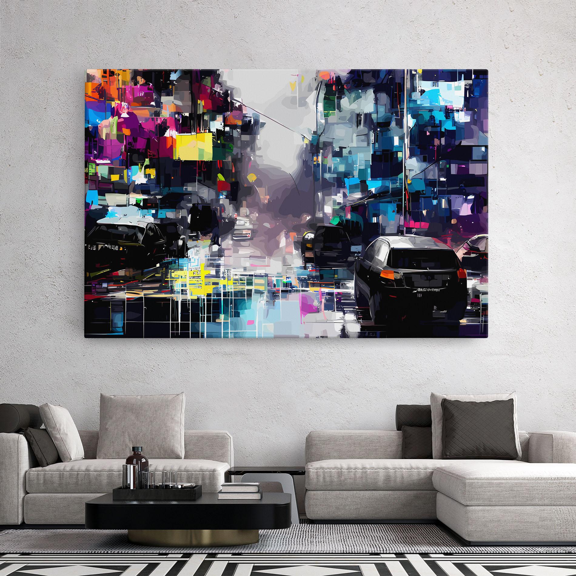 Leinwandbild Grunge City Street mockup 2