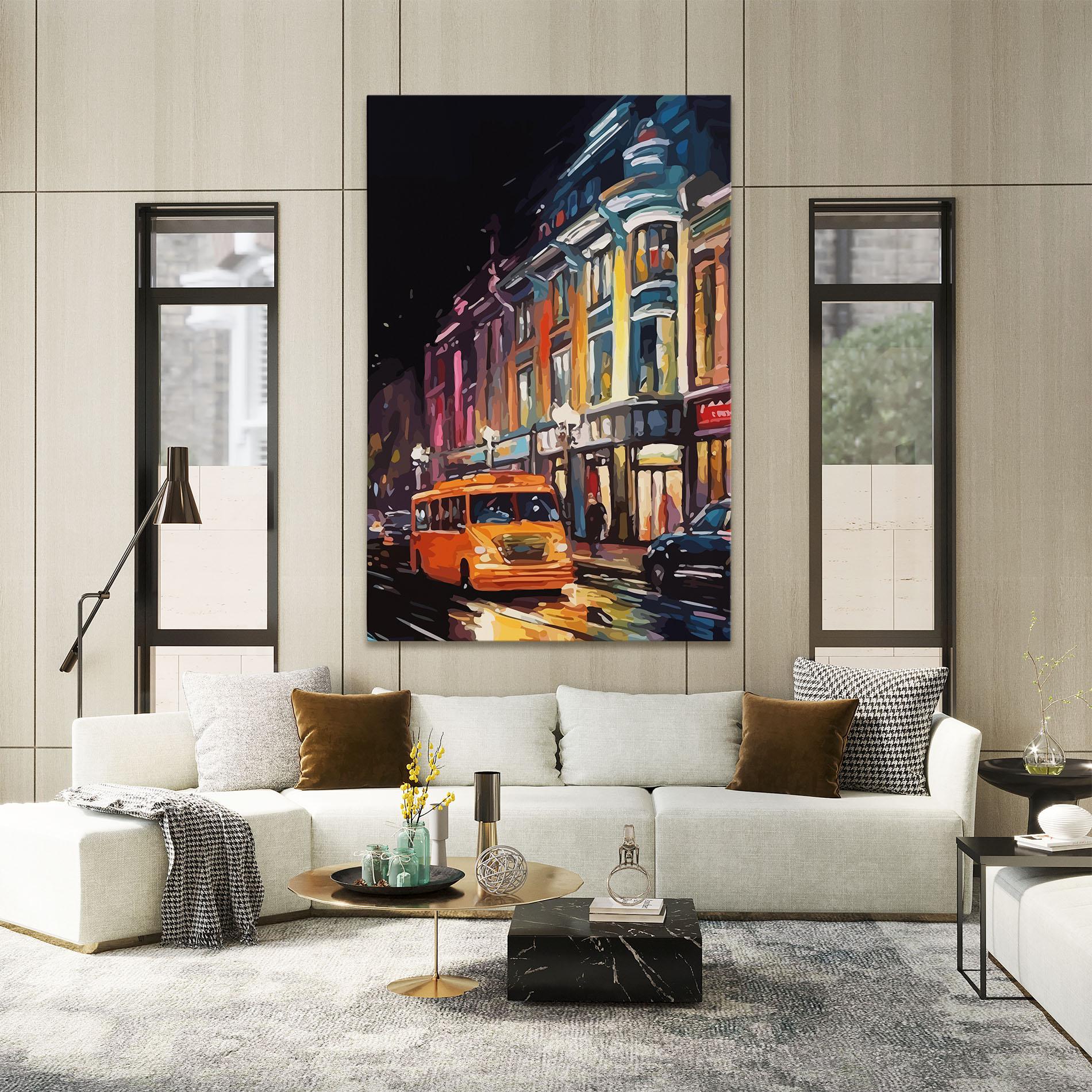 Leinwandbild Yellow Car City Art mockup 2