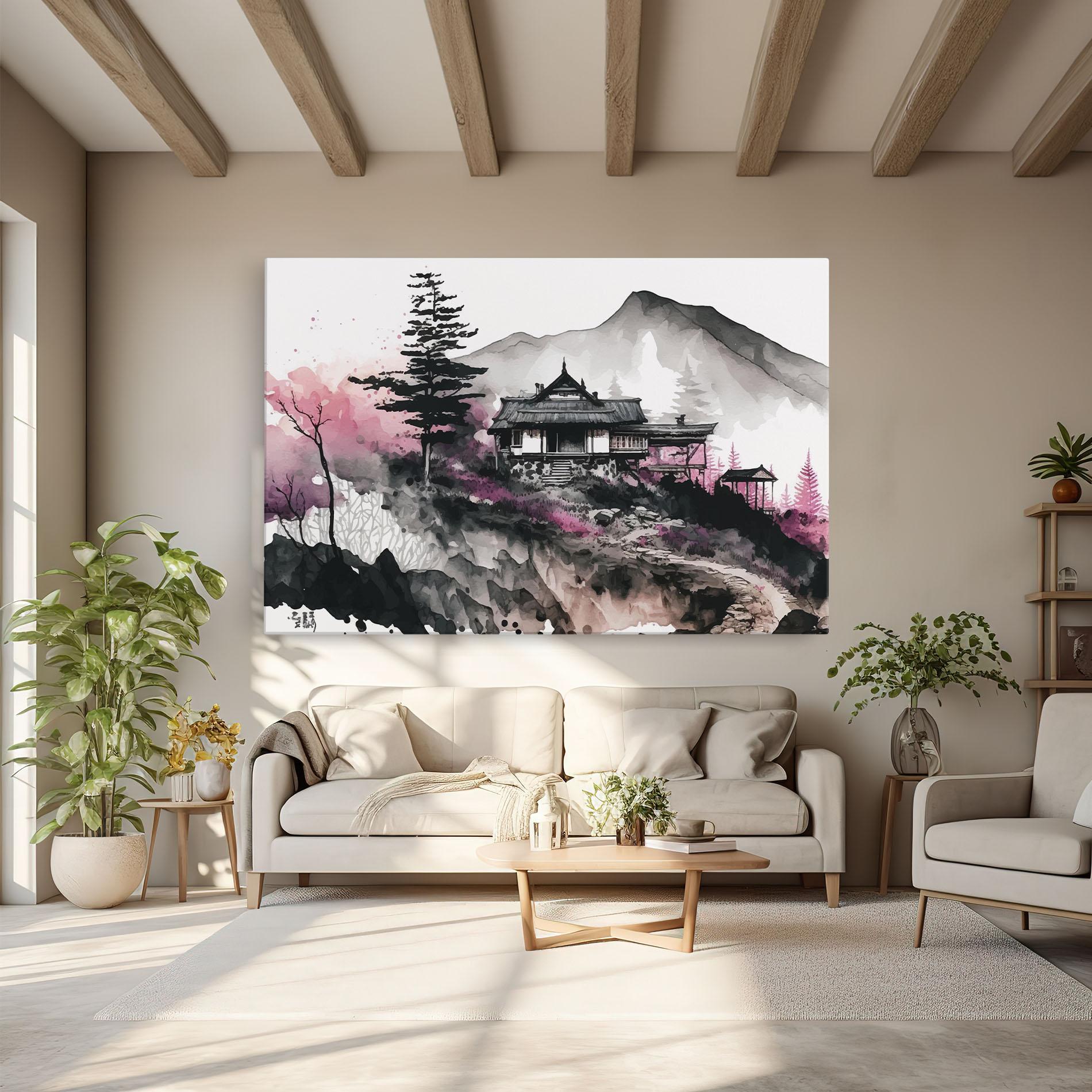 Leinwandbild Japanese Temple Art mockup 6