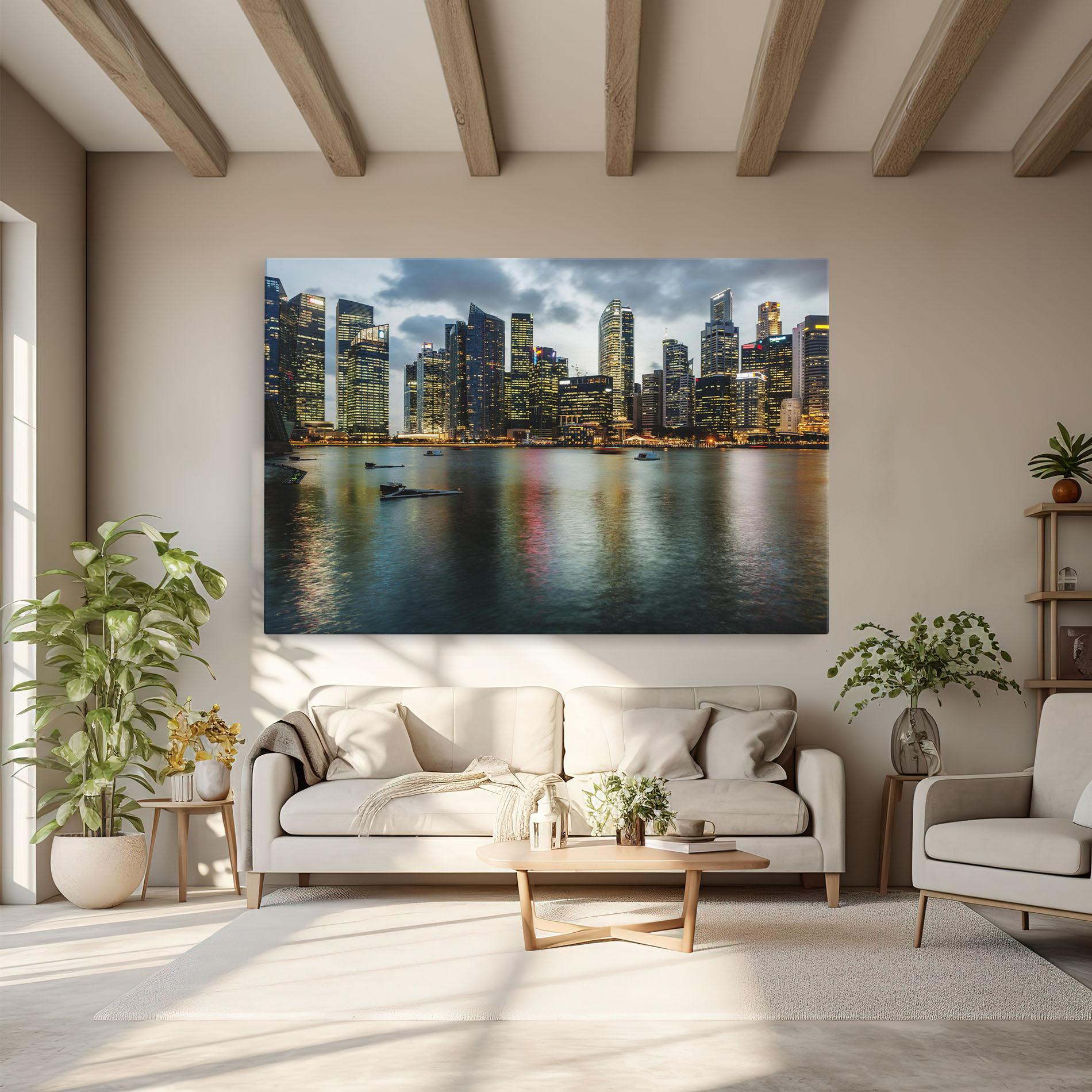Leinwandbild Singapore Skyline mockup 6