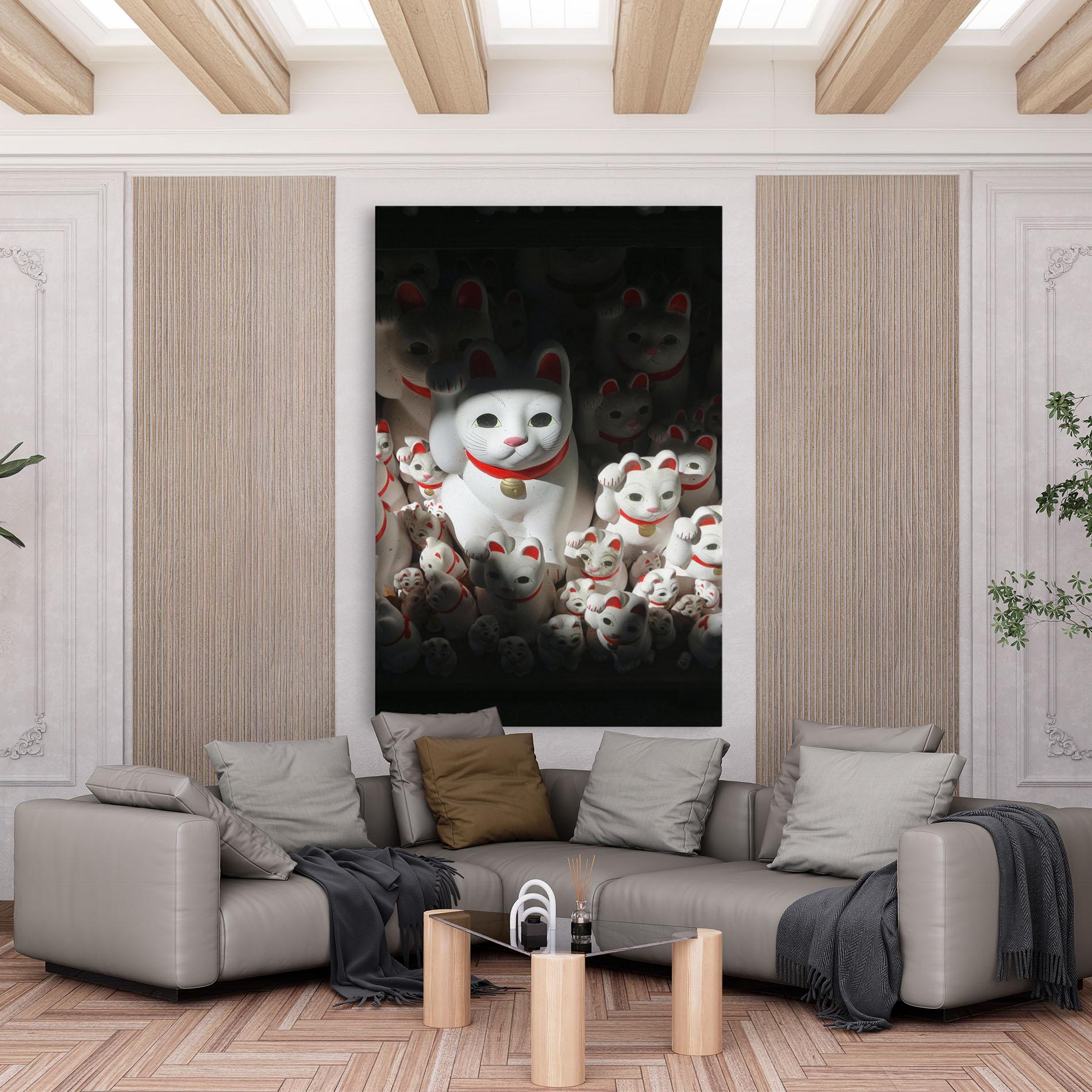 Leinwandbild White Lucky Cats mockup 6