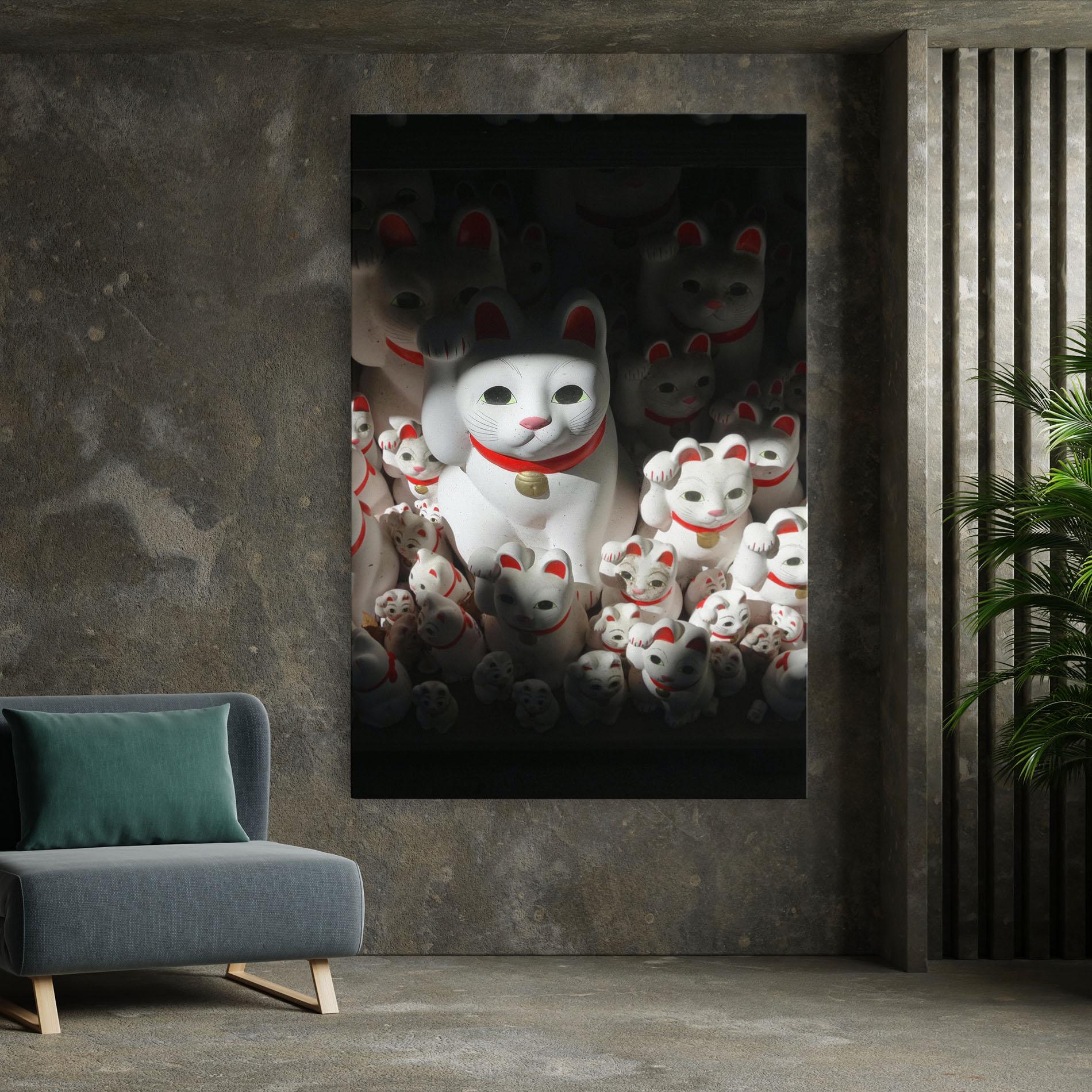 Leinwandbild White Lucky Cats mockup 7