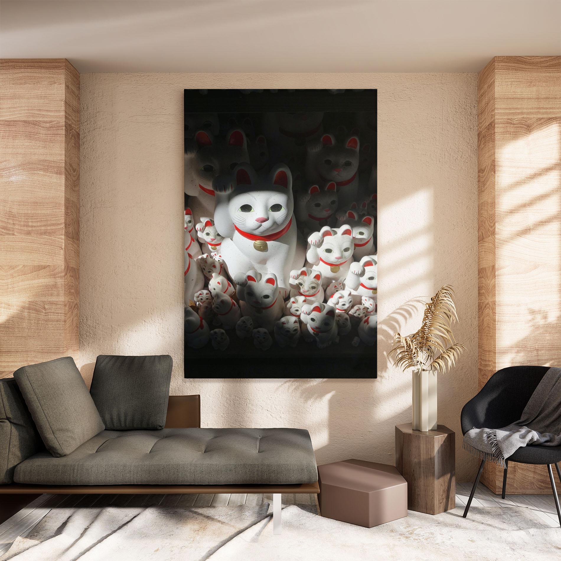 Leinwandbild White Lucky Cats mockup 8