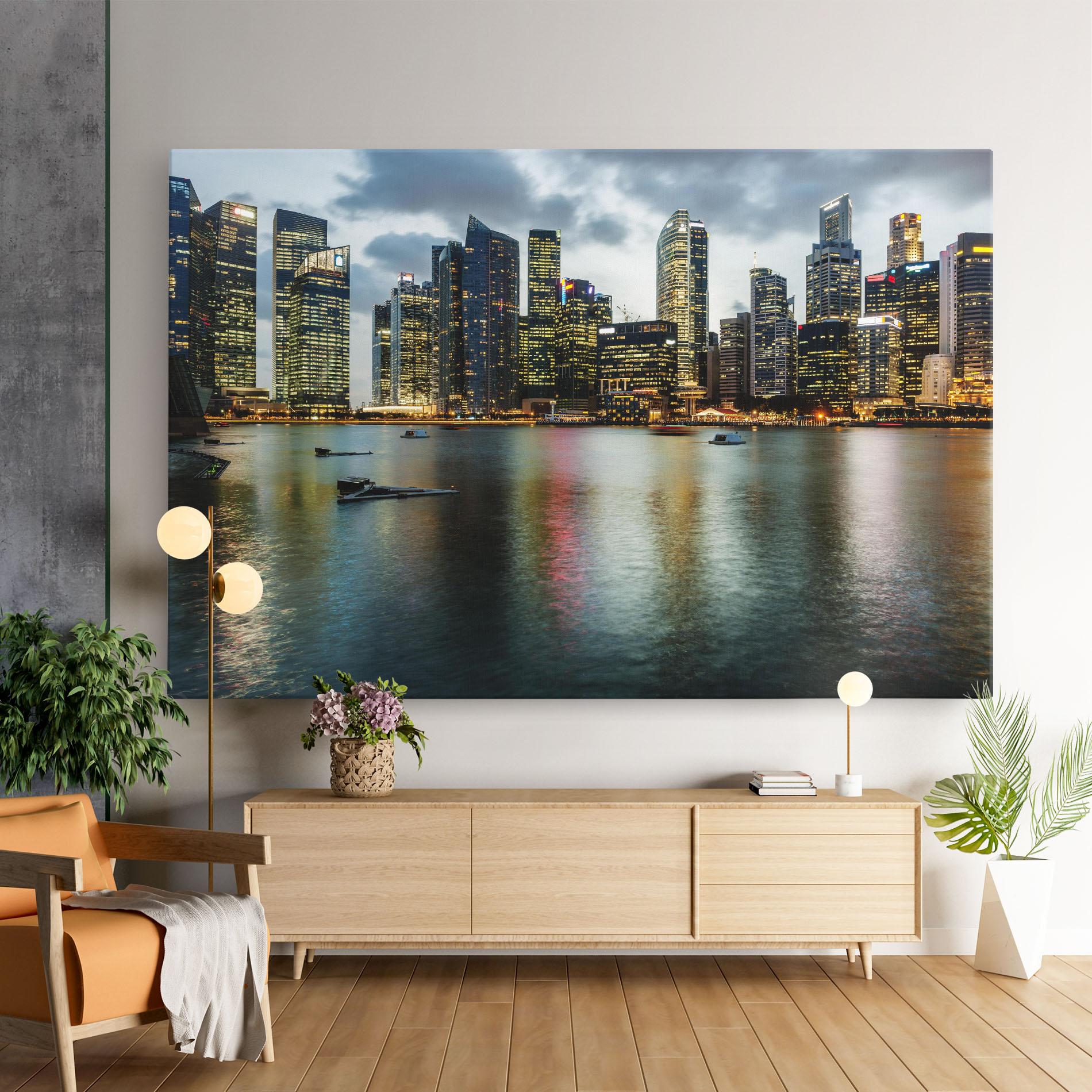 Leinwandbild Singapore Skyline mockup 9