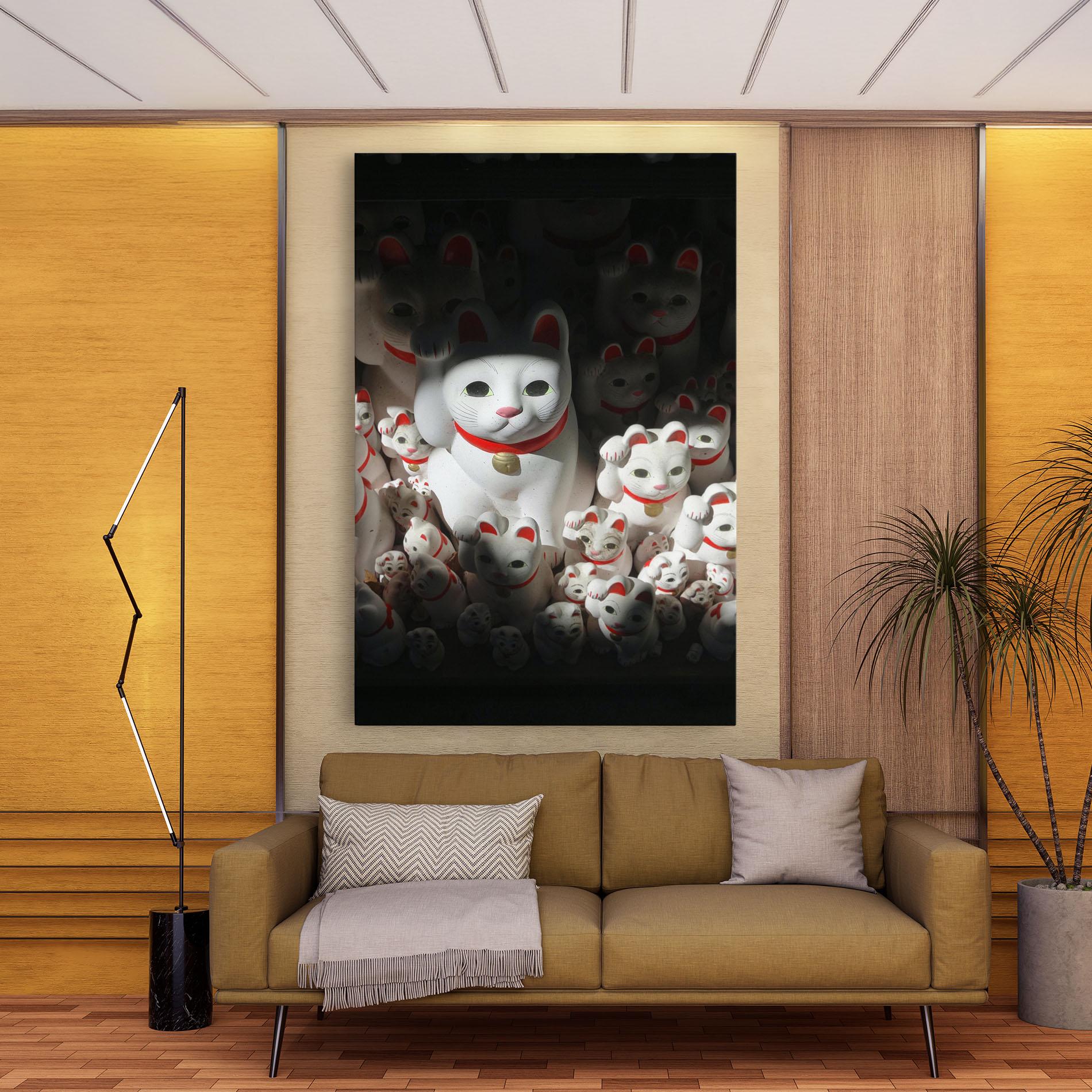 Leinwandbild White Lucky Cats mockup 9