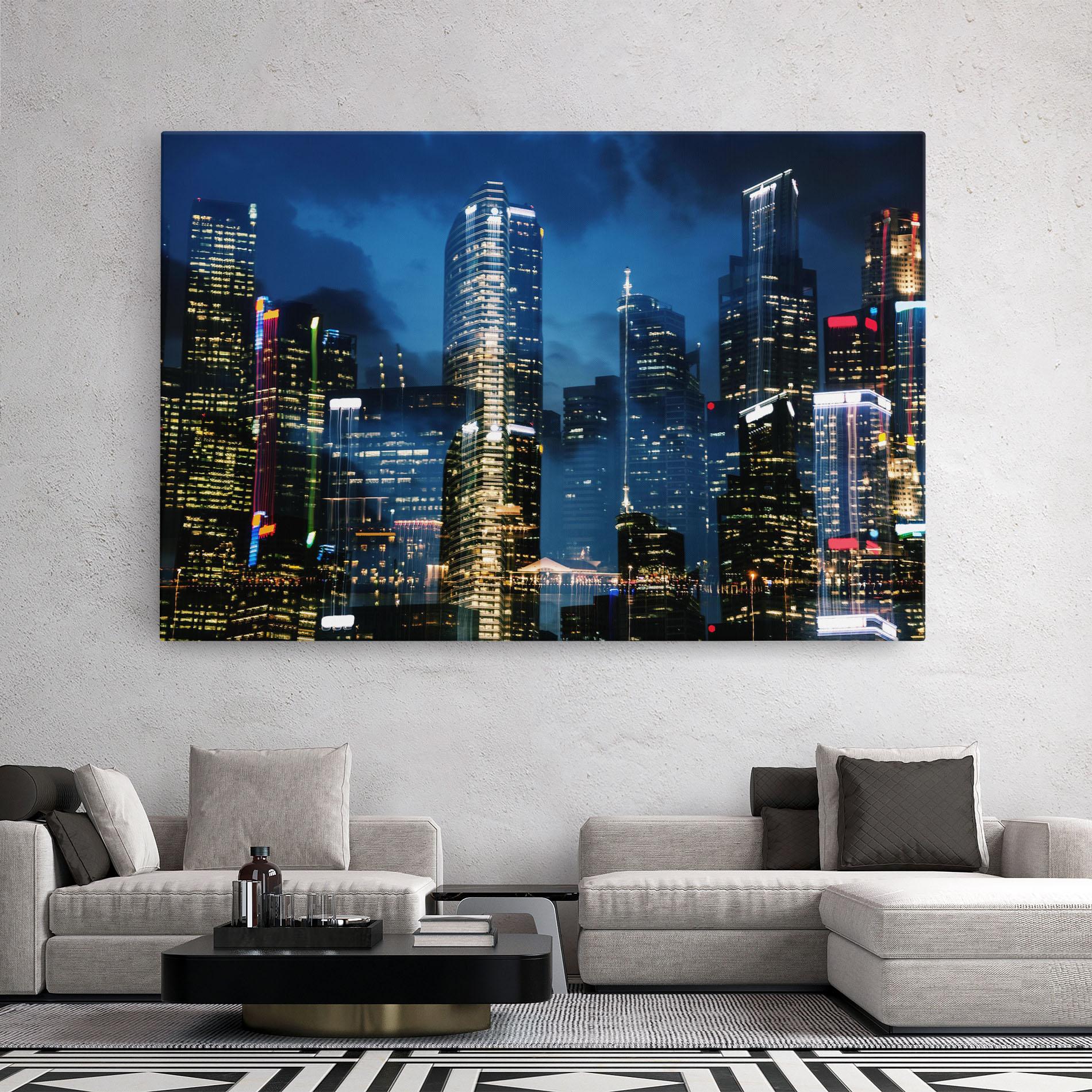 Leinwandbild Singapore Night mockup 2