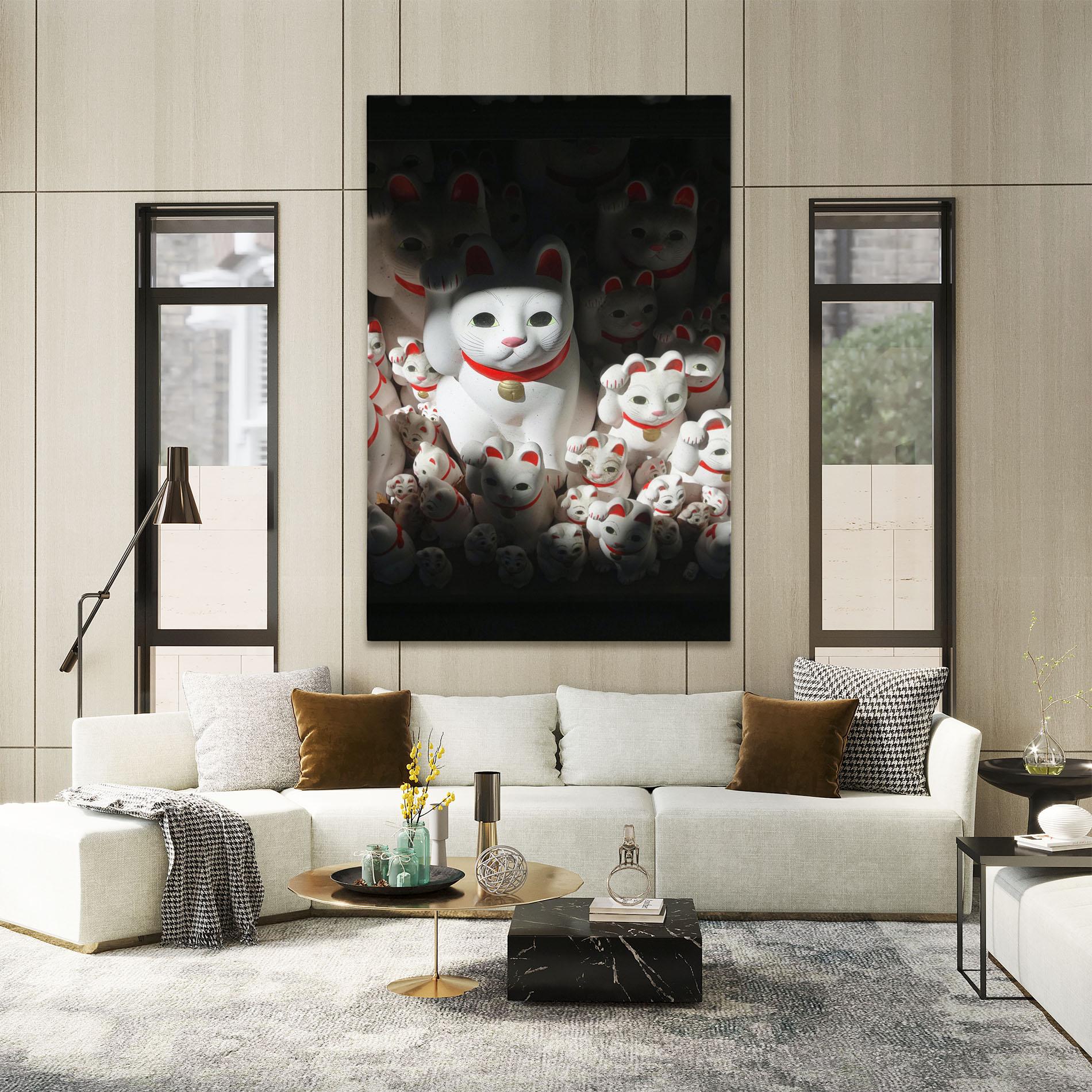 Leinwandbild White Lucky Cats mockup 2