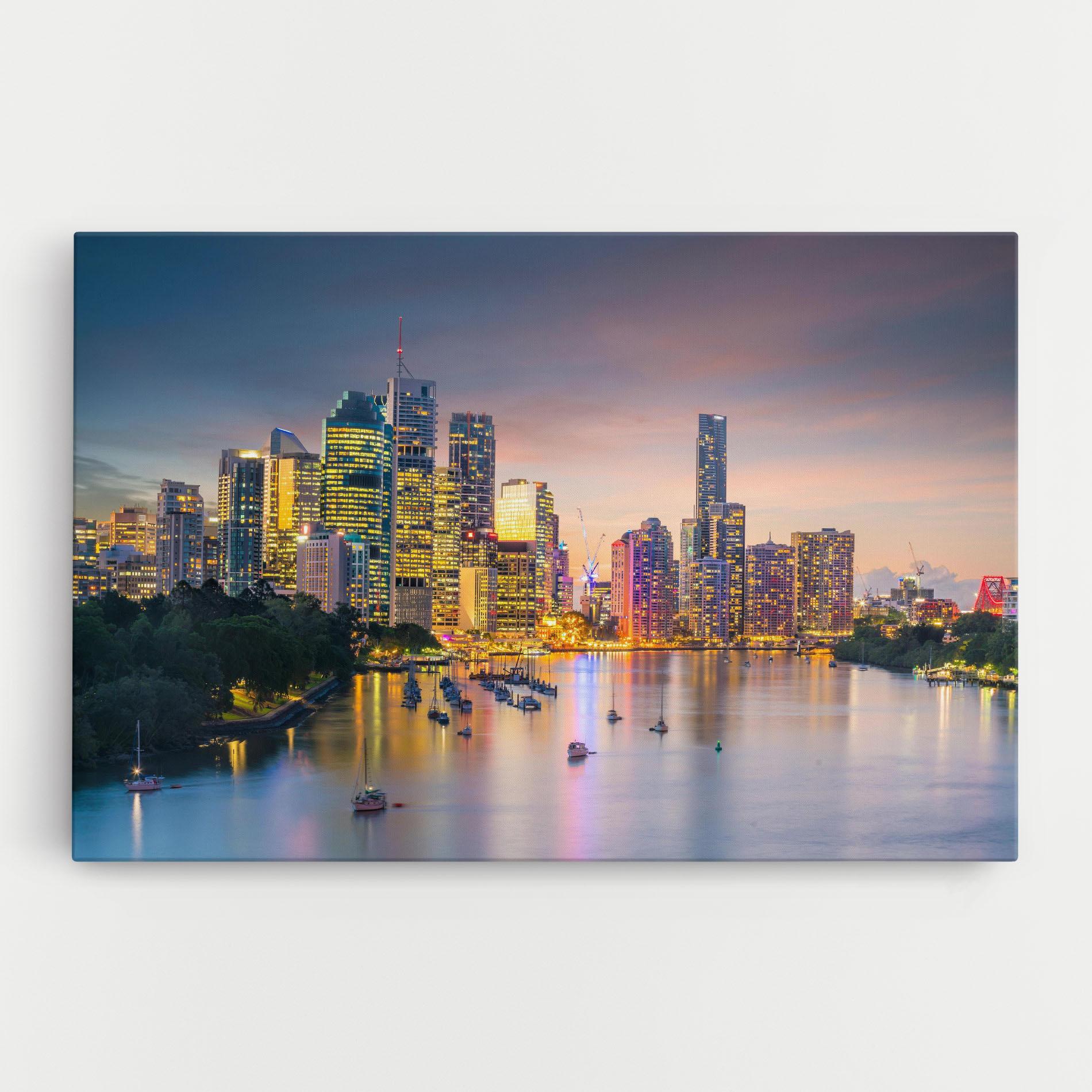Leinwandbild Brisbane City Skyline mockup 0