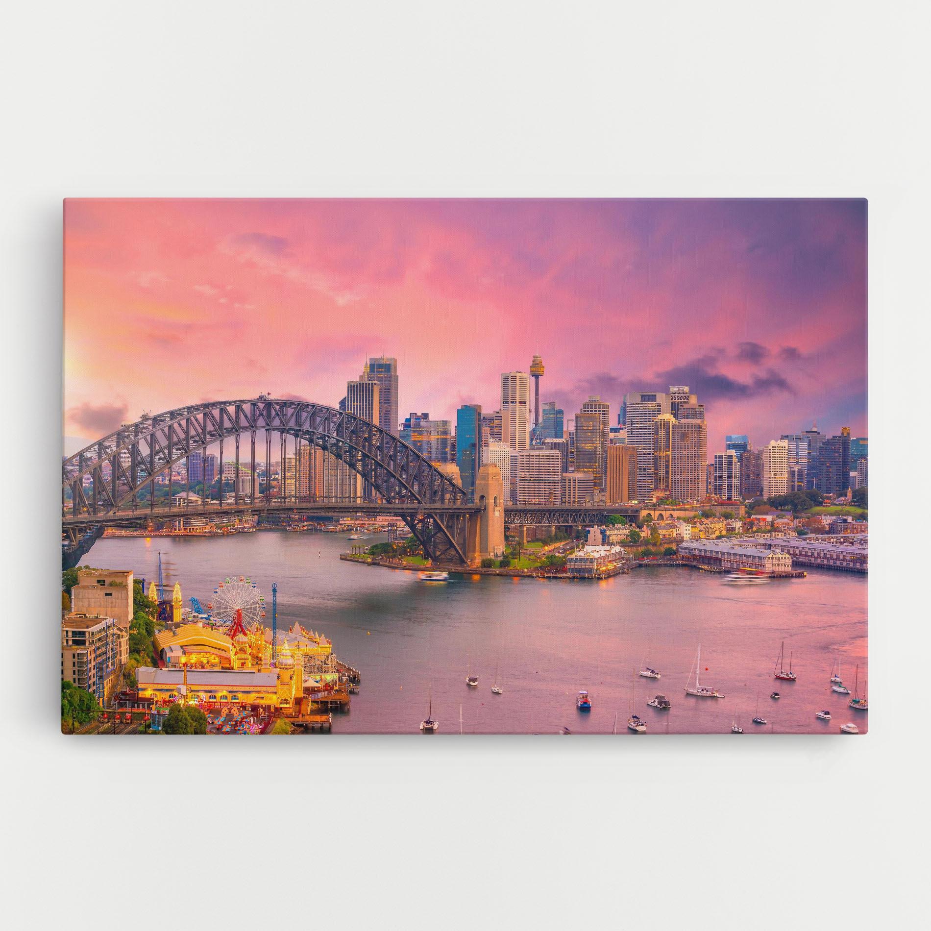 Leinwandbild Pink Sydney Skyline mockup 0