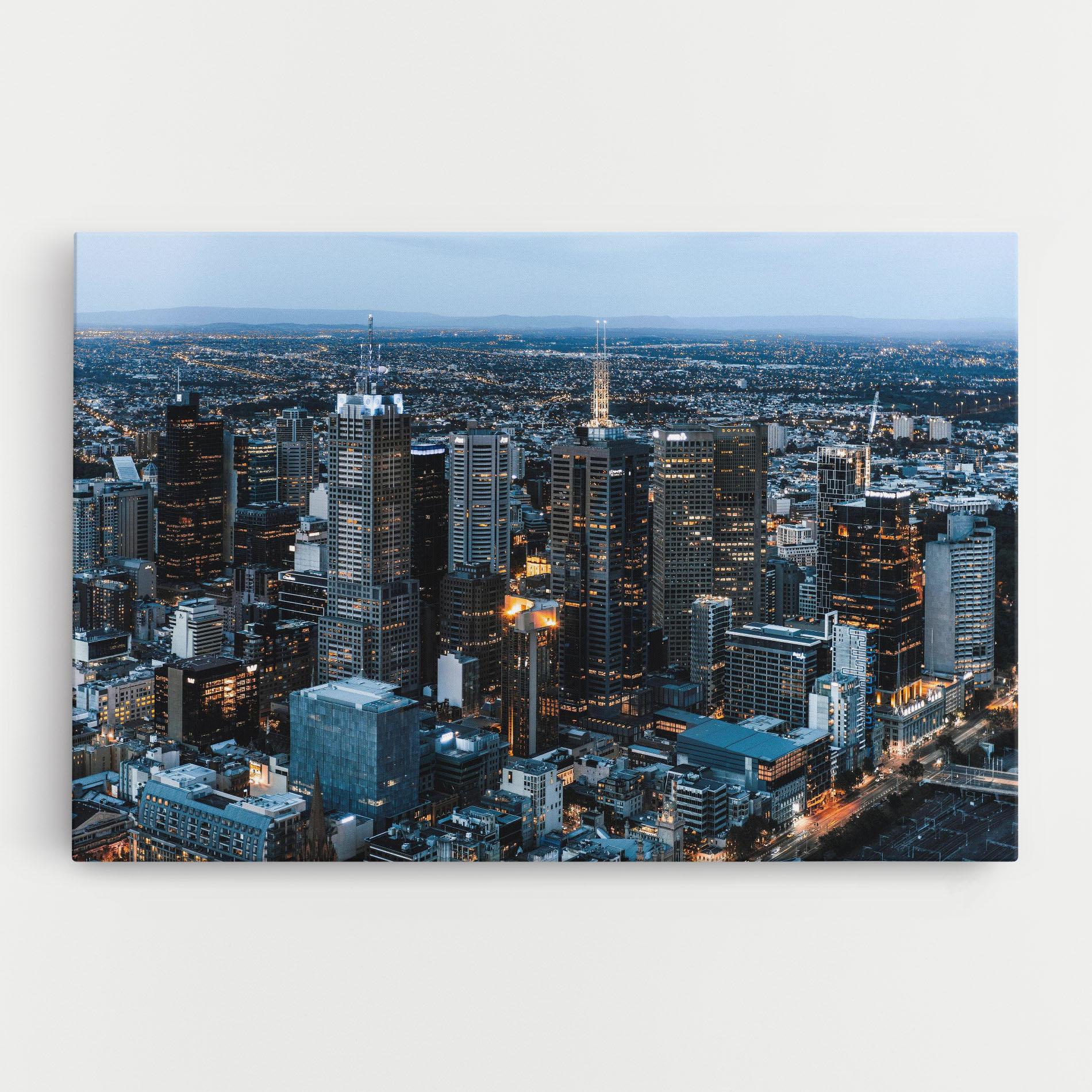 Leinwandbild Yellow Lights Skyline mockup 0