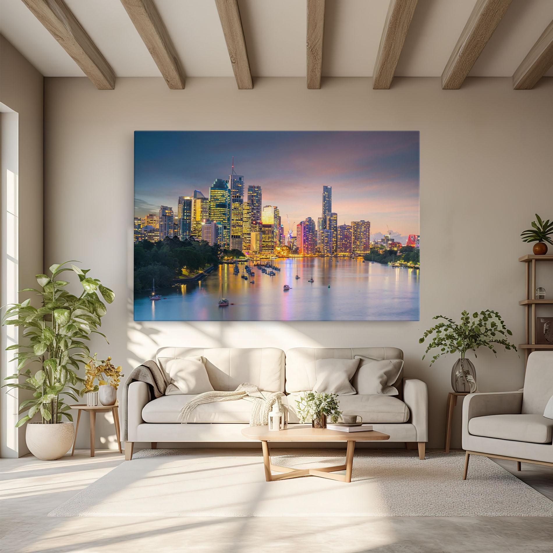 Leinwandbild Brisbane City Skyline mockup 6