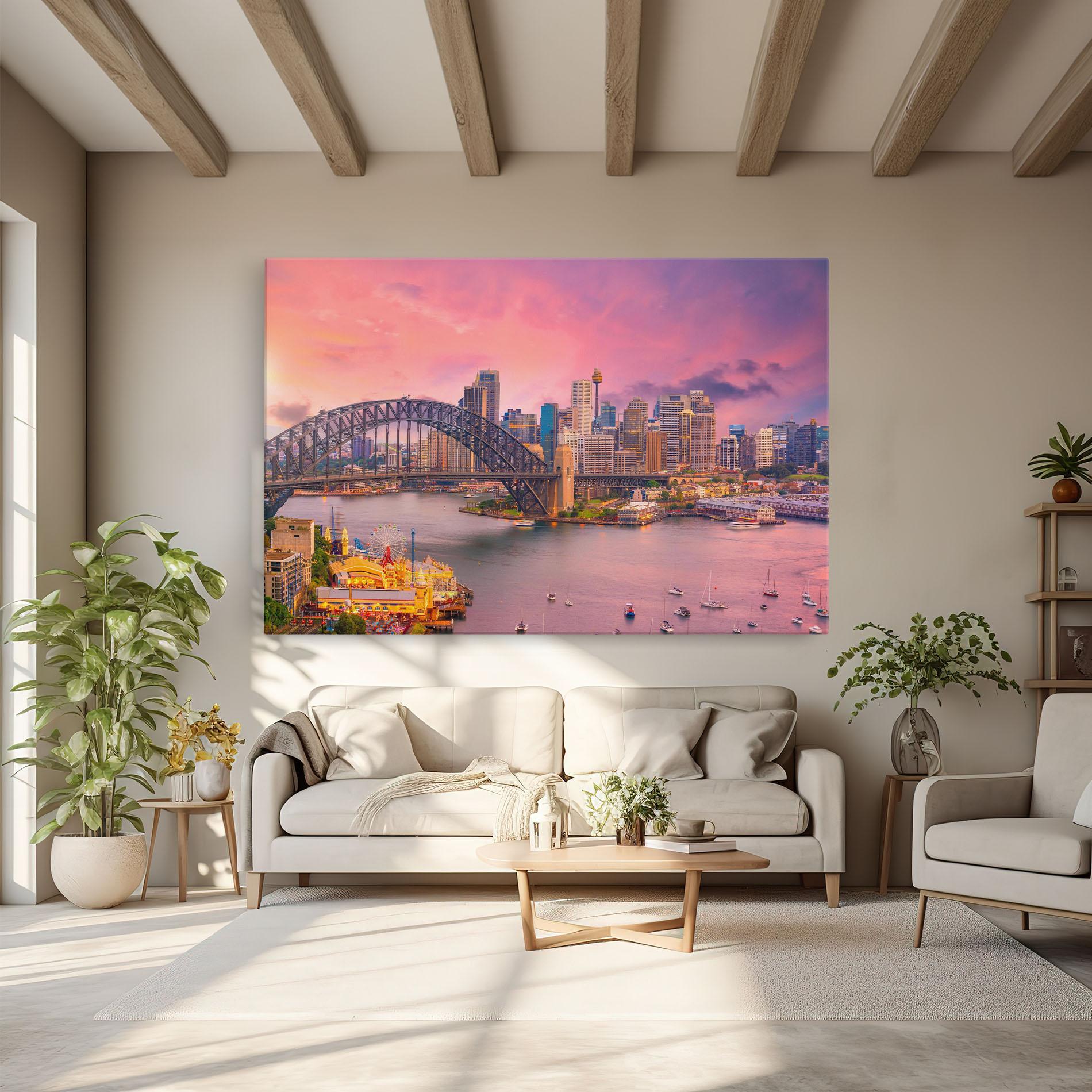 Leinwandbild Pink Sydney Skyline mockup 6