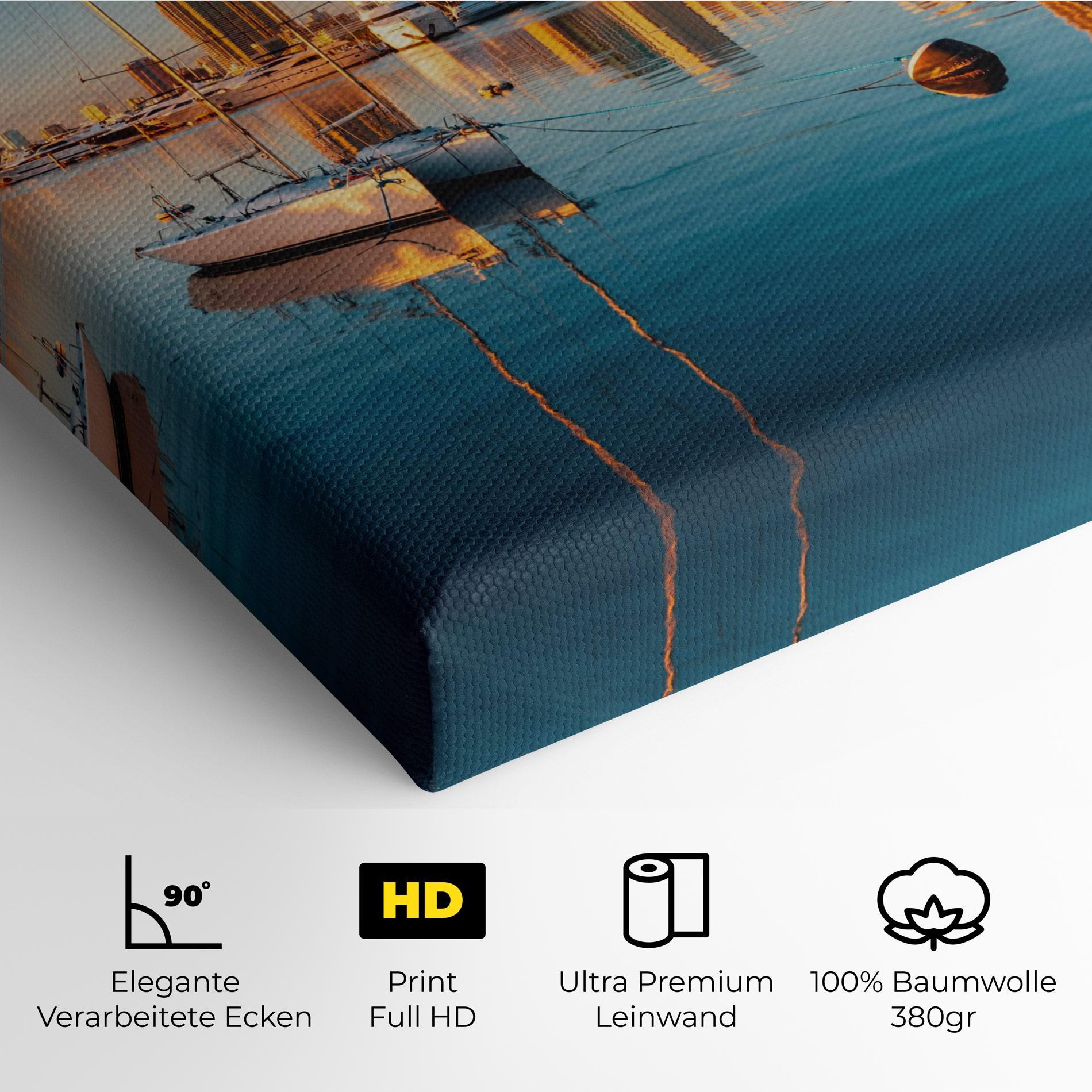 Leinwandbild Skyscrapers Water mockup 4