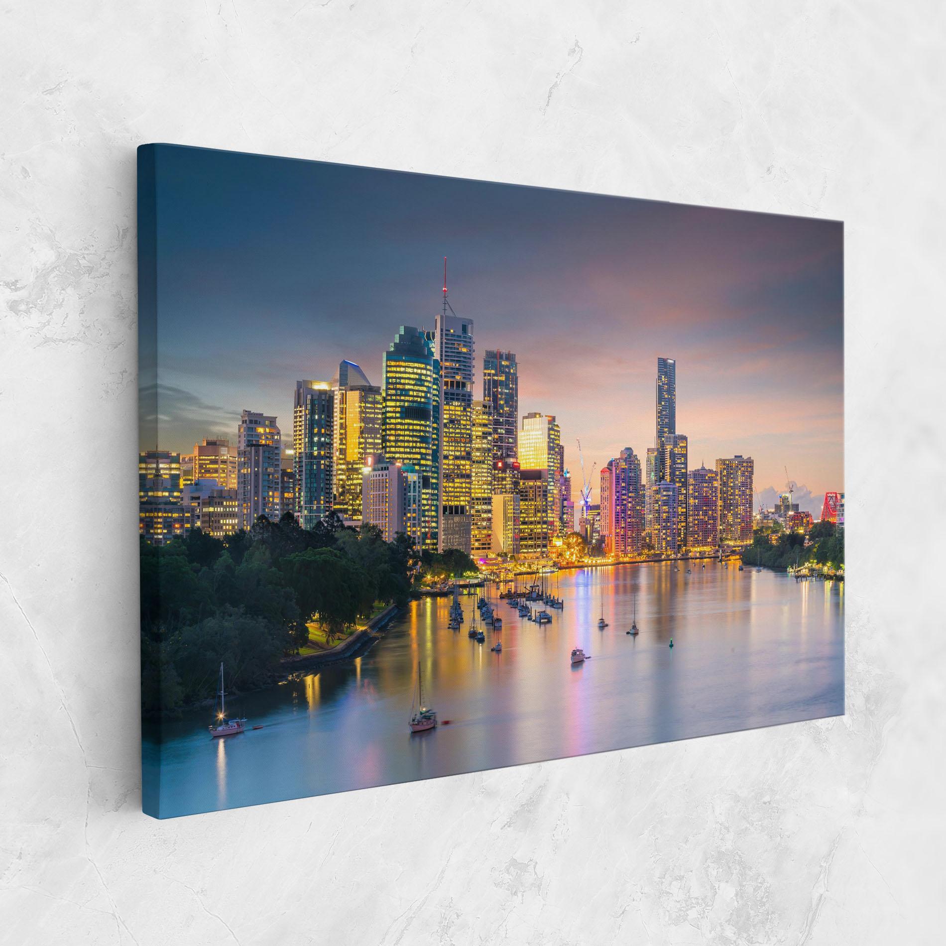 Leinwandbild Brisbane City Skyline mockup 1
