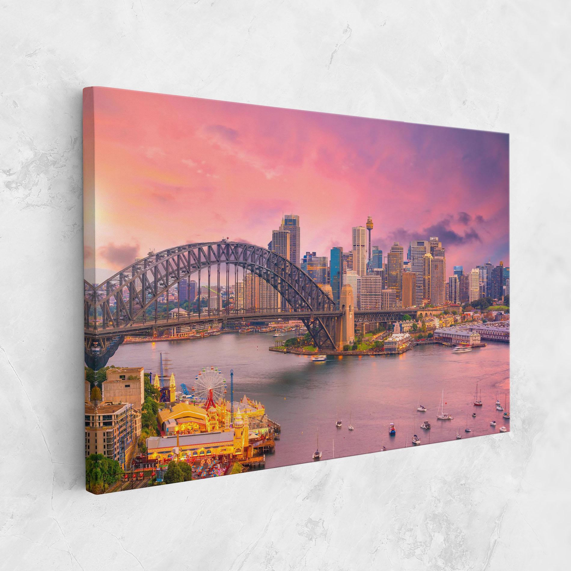 Leinwandbild Pink Sydney Skyline mockup 1