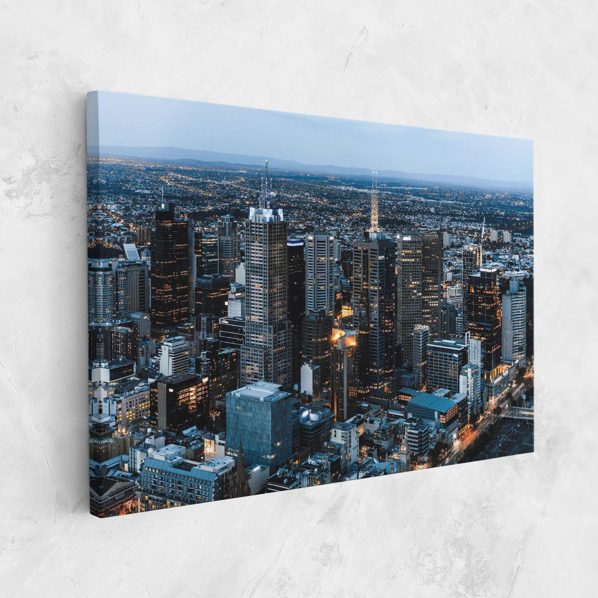 Leinwandbild Yellow Lights Skyline mockup 1