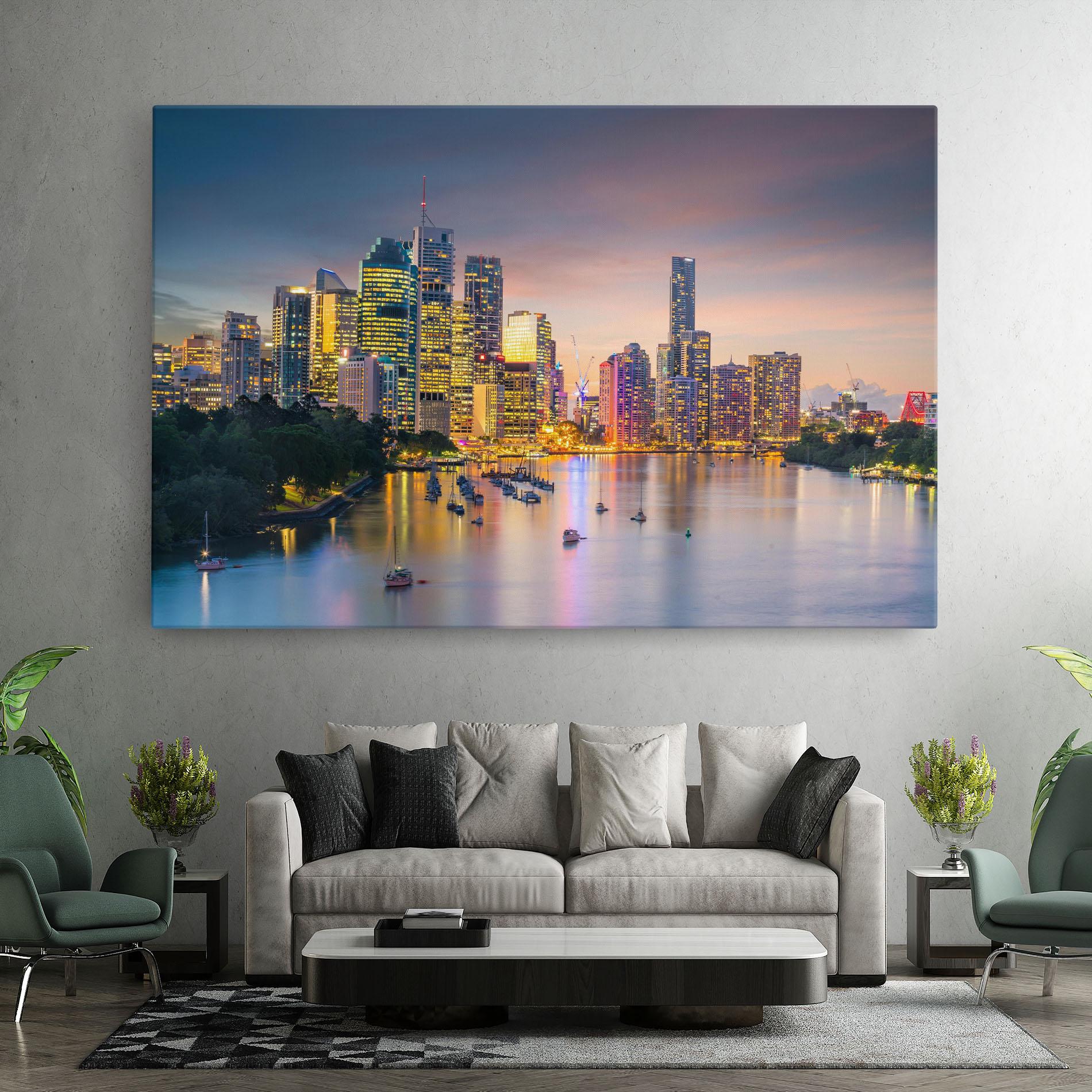 Leinwandbild Brisbane City Skyline mockup 7