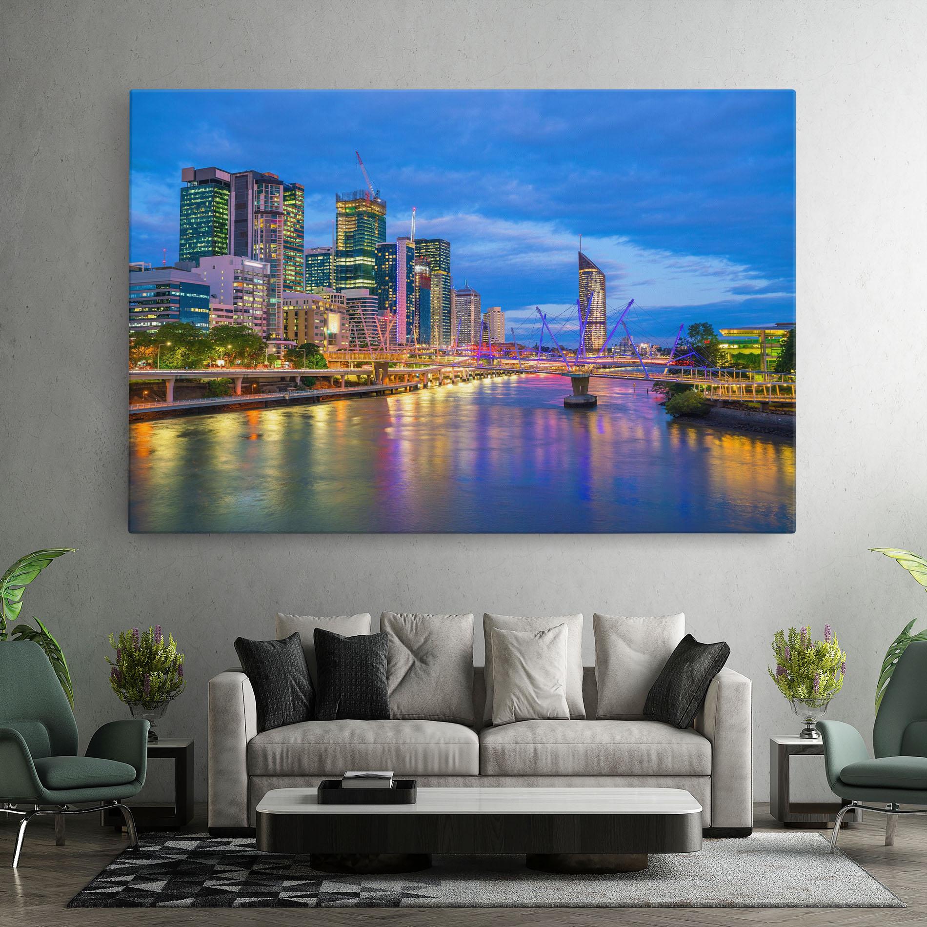 Leinwandbild Brisbane Skyline View mockup 7
