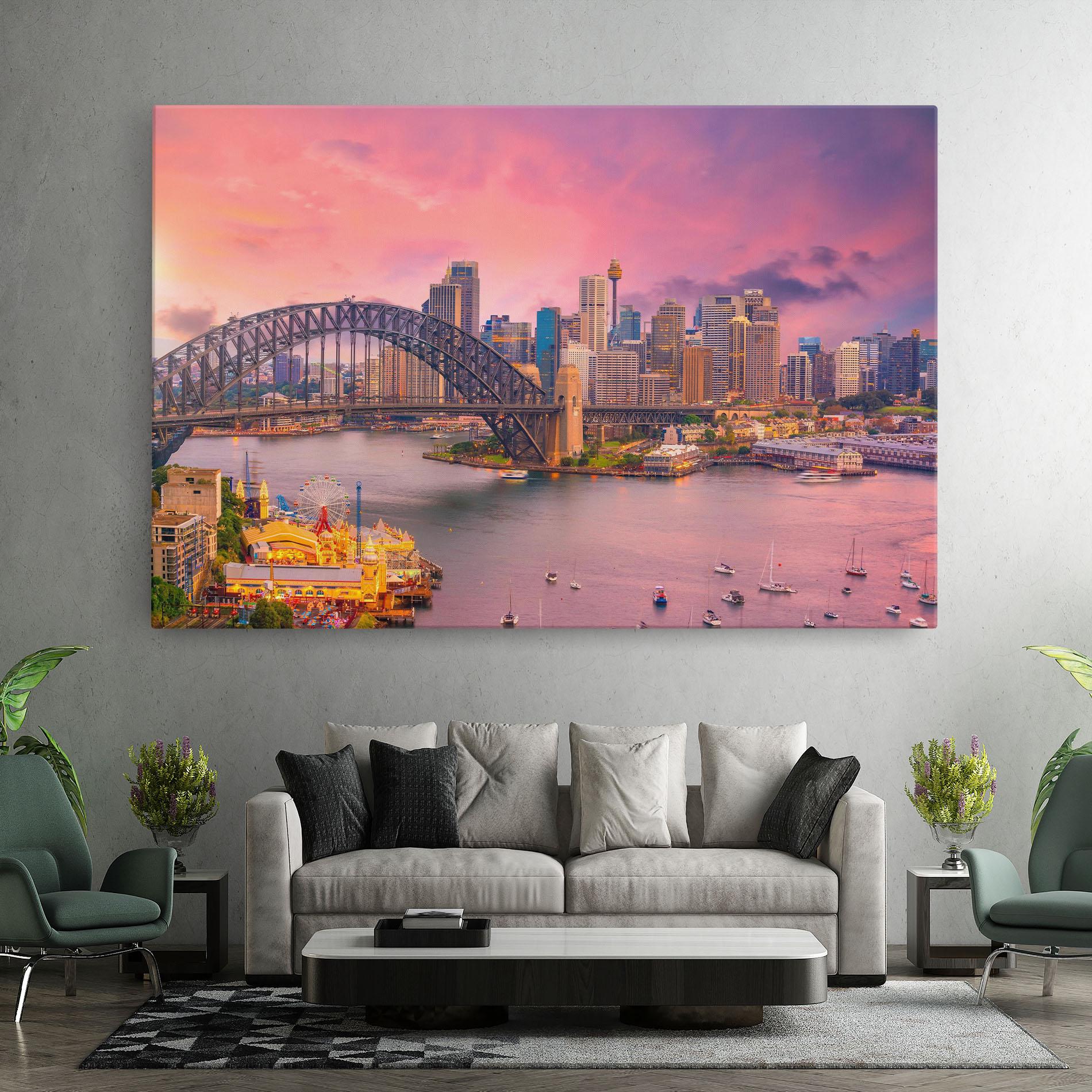 Leinwandbild Pink Sydney Skyline mockup 7
