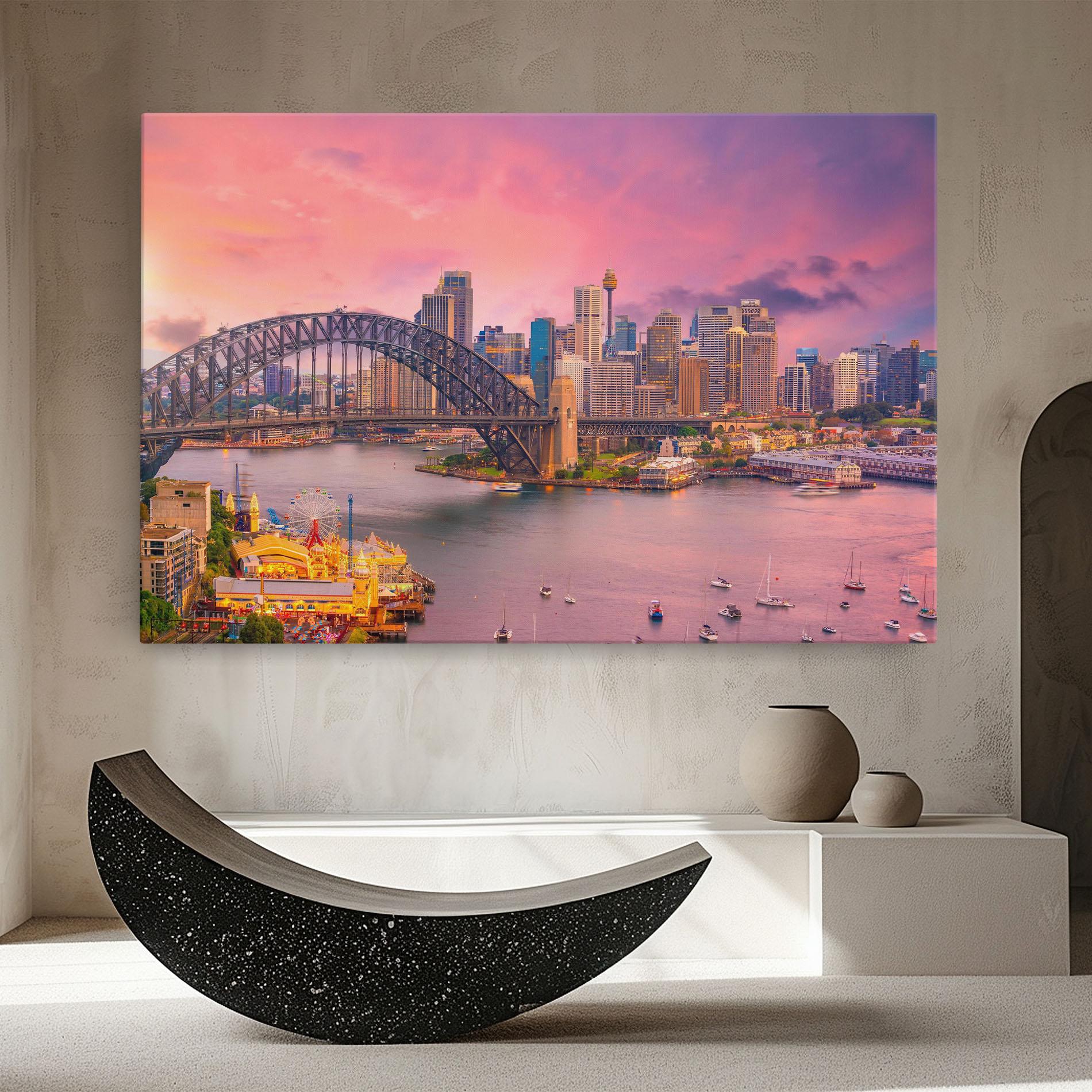 Leinwandbild Pink Sydney Skyline mockup 8