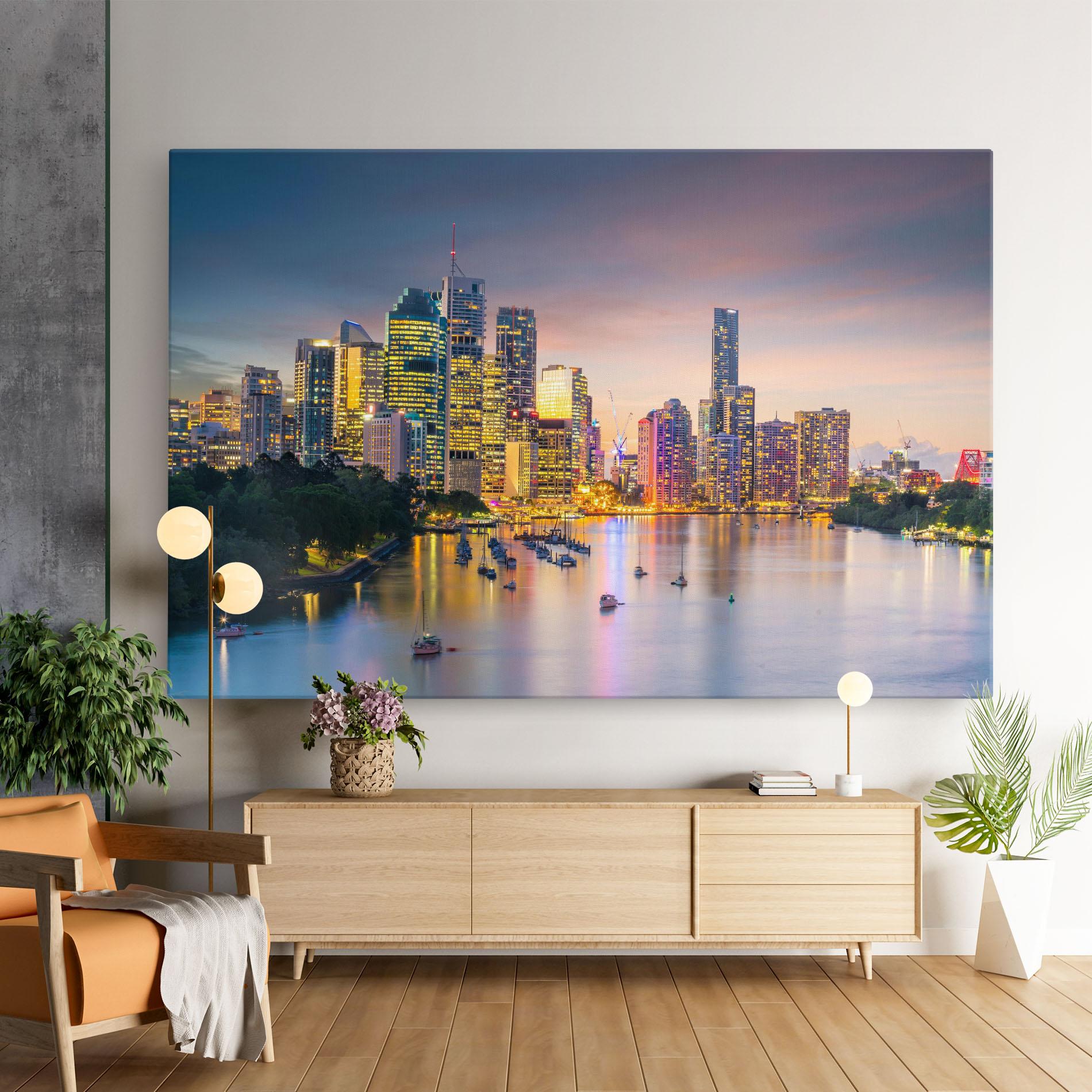 Leinwandbild Brisbane City Skyline mockup 9