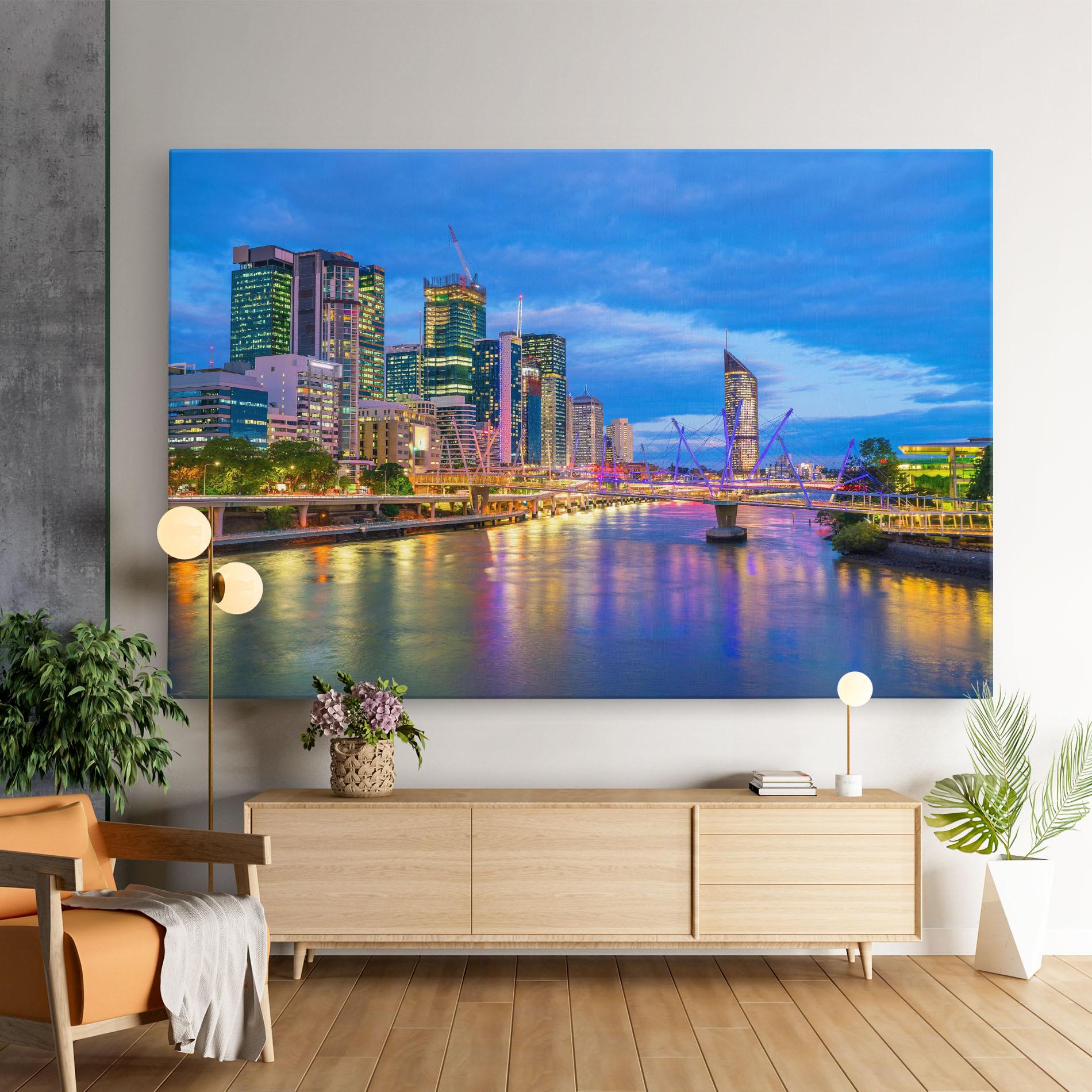 Leinwandbild Brisbane Skyline View mockup 9