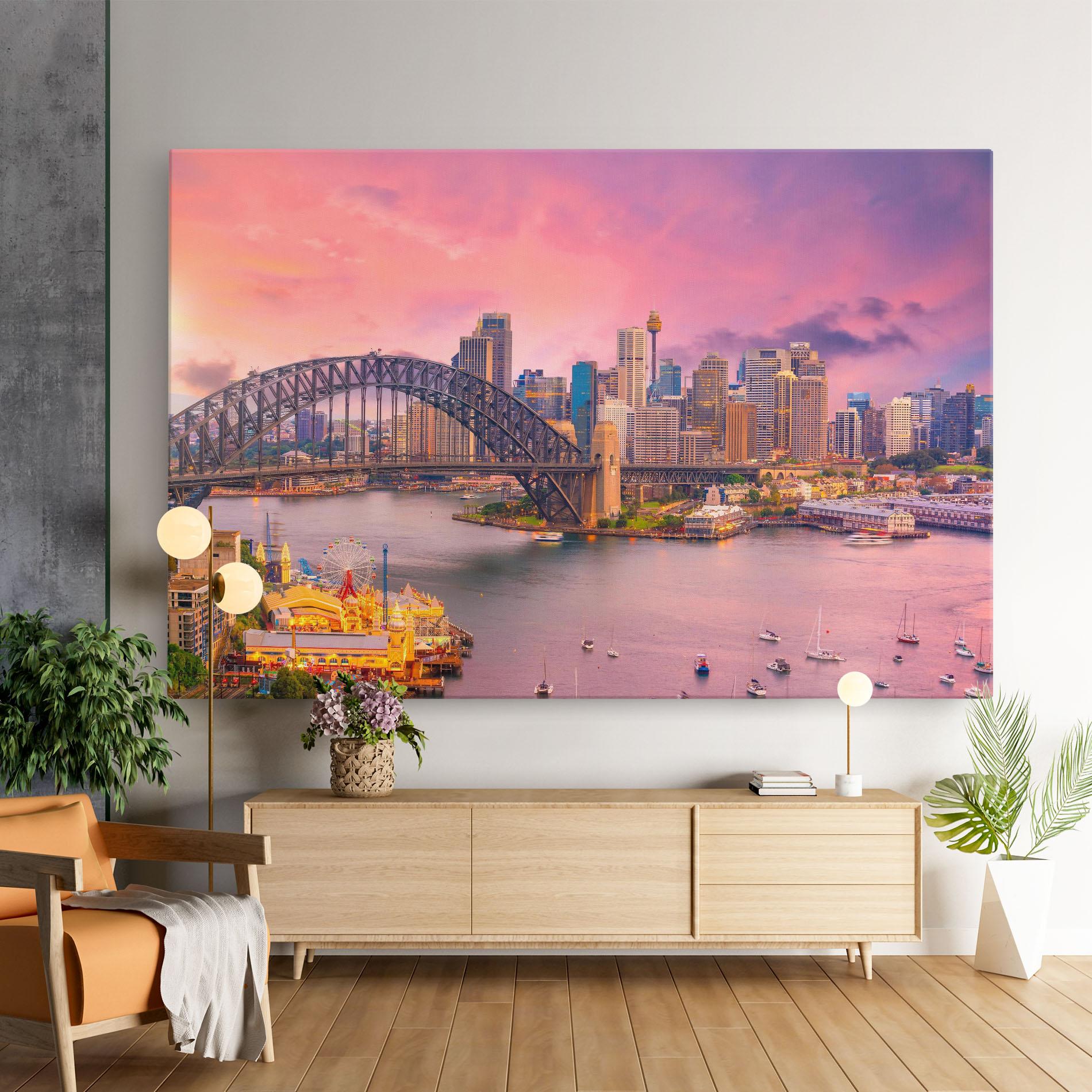 Leinwandbild Pink Sydney Skyline mockup 9