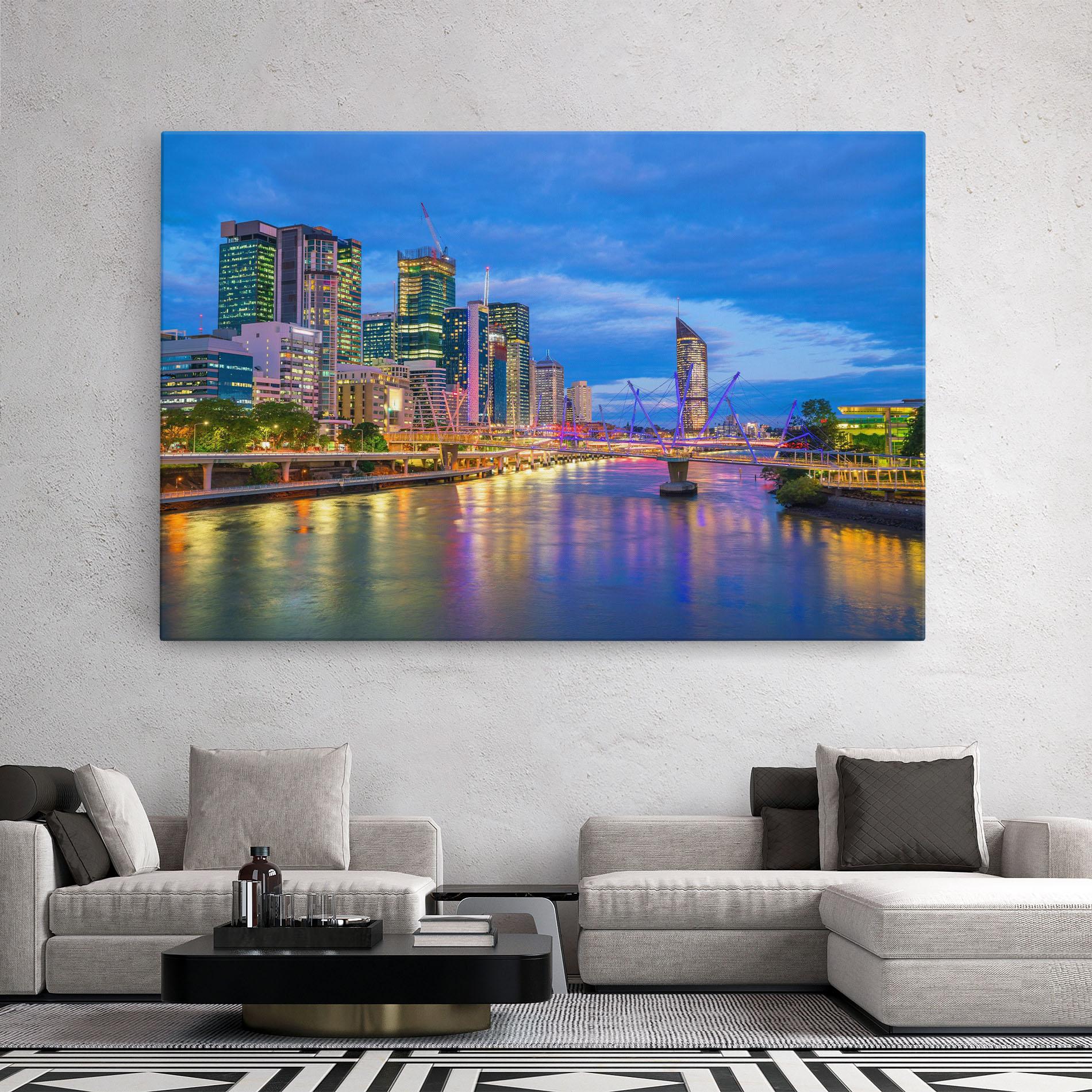 Leinwandbild Brisbane Skyline View mockup 2