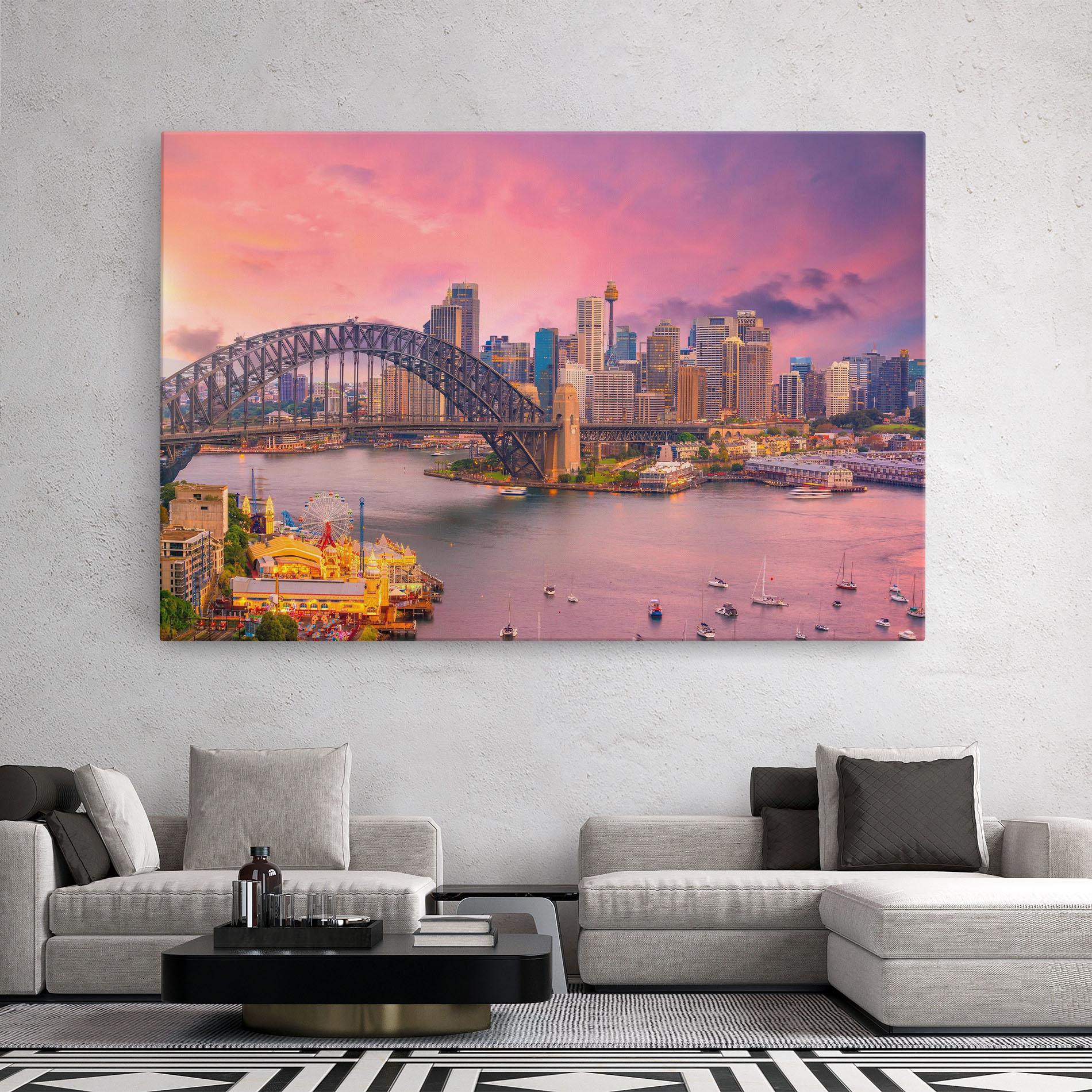 Leinwandbild Pink Sydney Skyline mockup 2