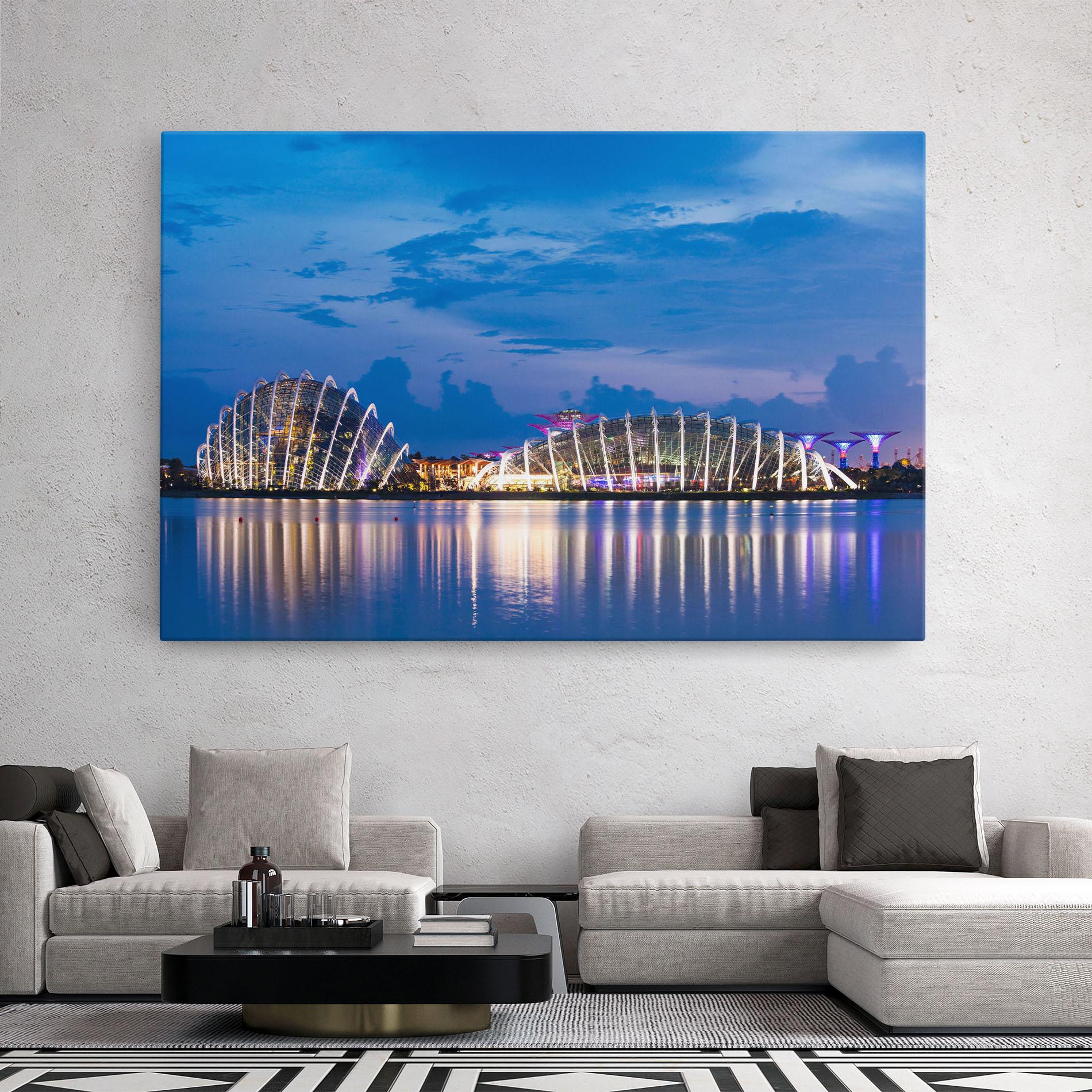 Leinwandbild Singapore Blue Sunset mockup 2