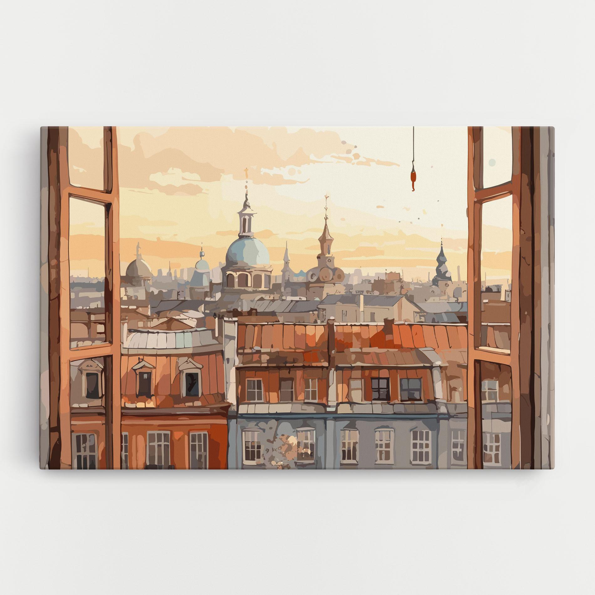 Leinwandbild Window City View mockup 0