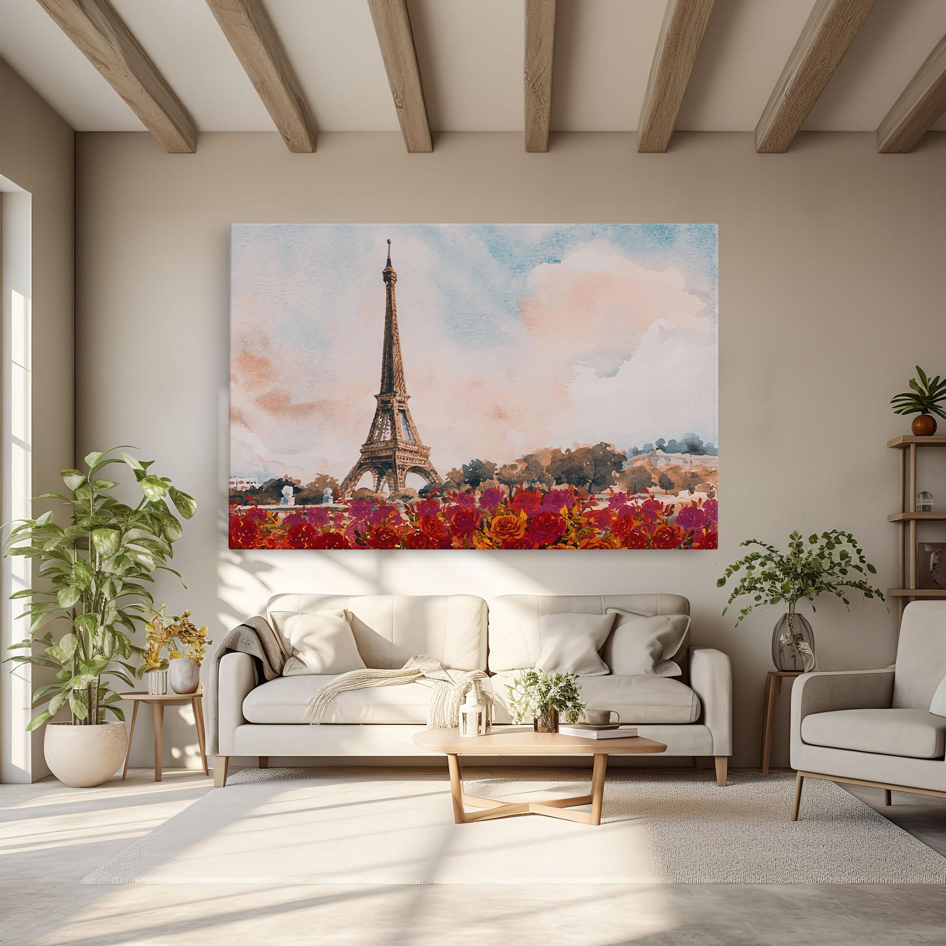 Leinwandbild Eiffel Tower Roses mockup 6