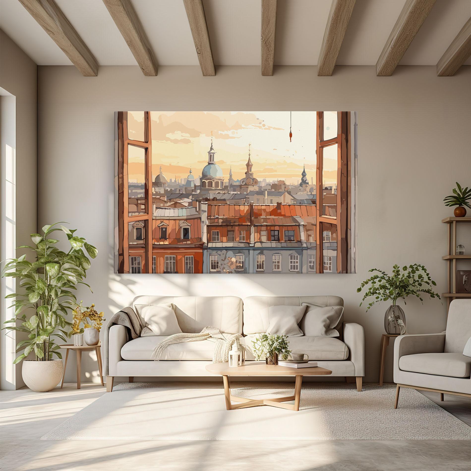 Leinwandbild Window City View mockup 6