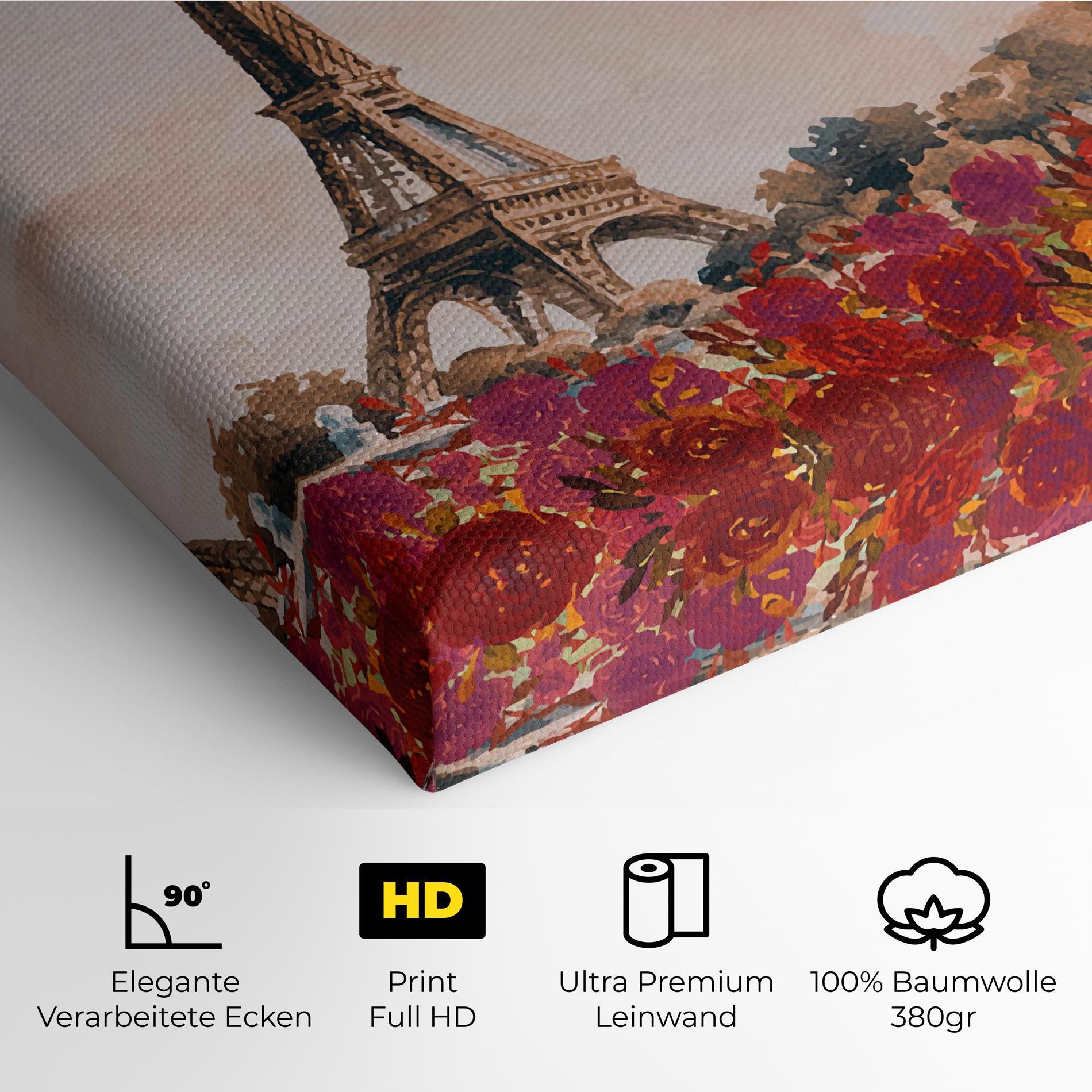 Leinwandbild Eiffel Tower Roses mockup 4