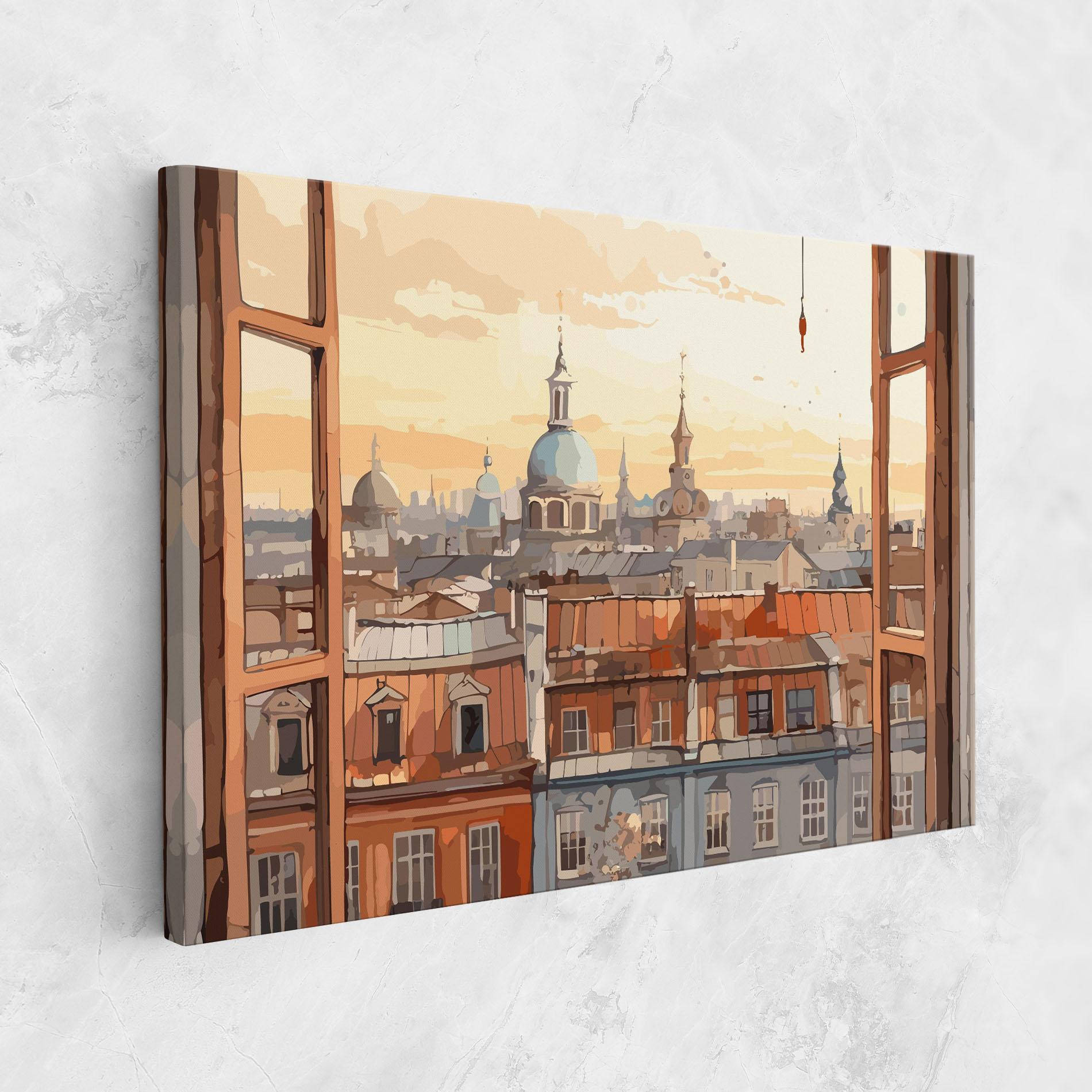 Leinwandbild Window City View mockup 1