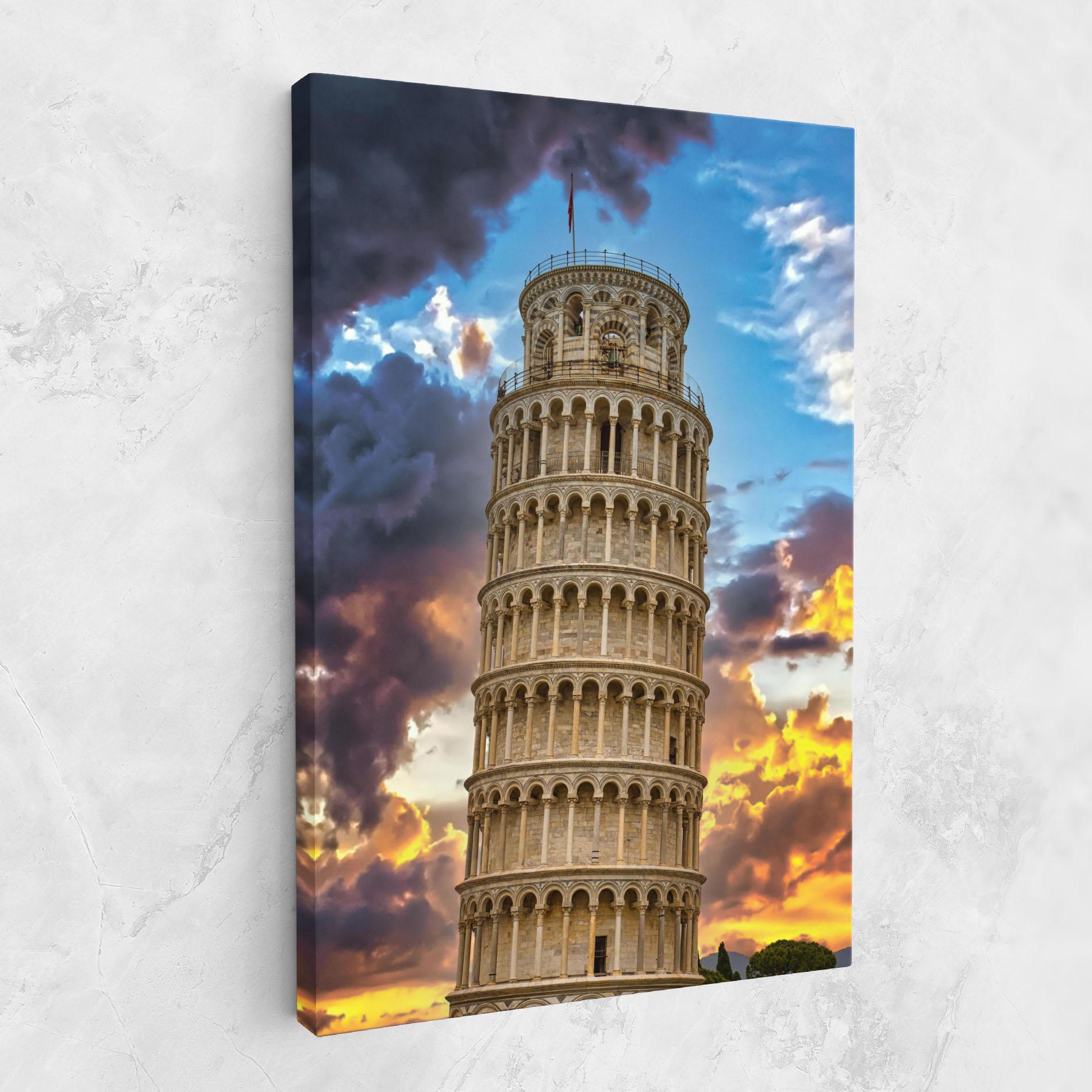 Leinwandbild Tower Of Pisa Sunset mockup 1