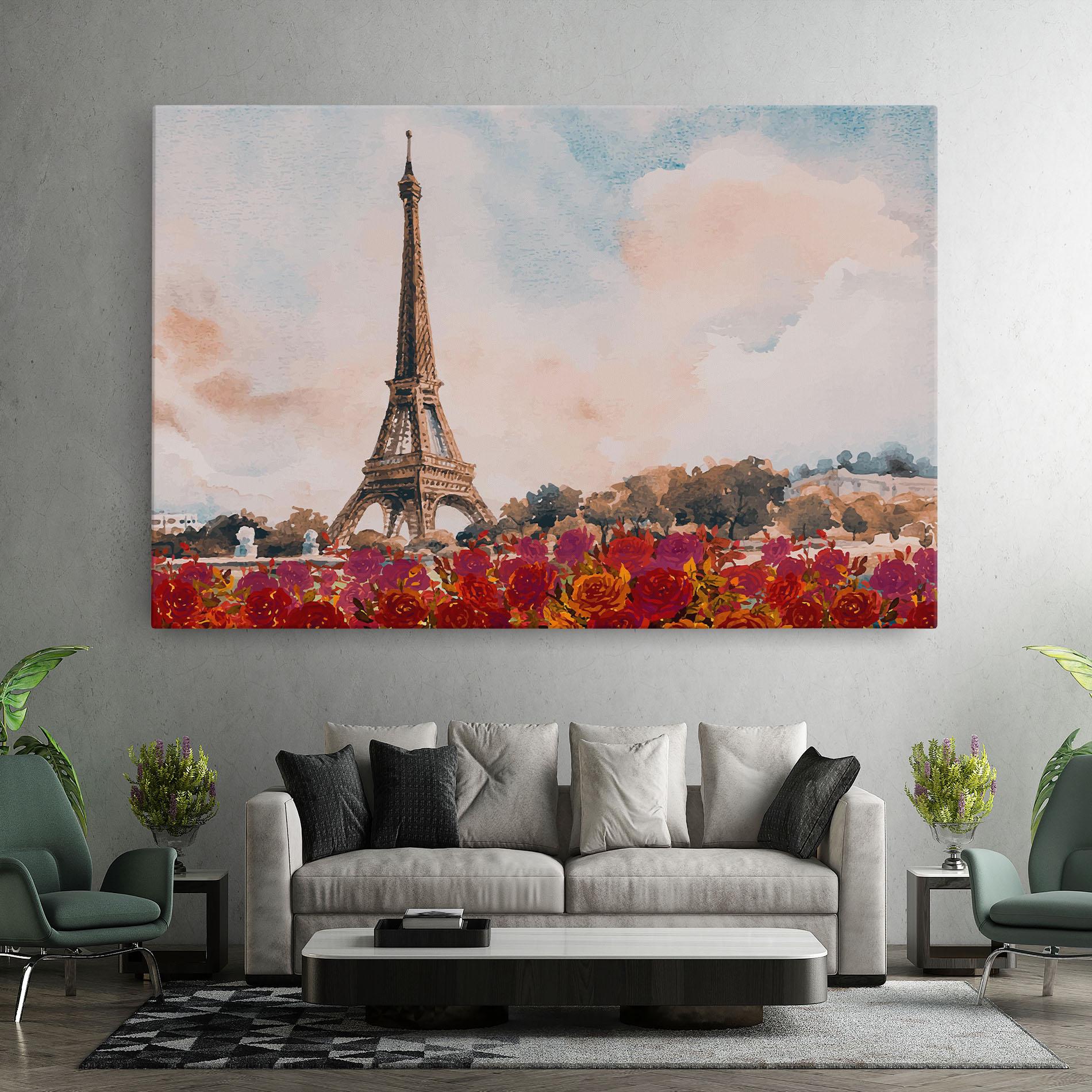 Leinwandbild Eiffel Tower Roses mockup 7