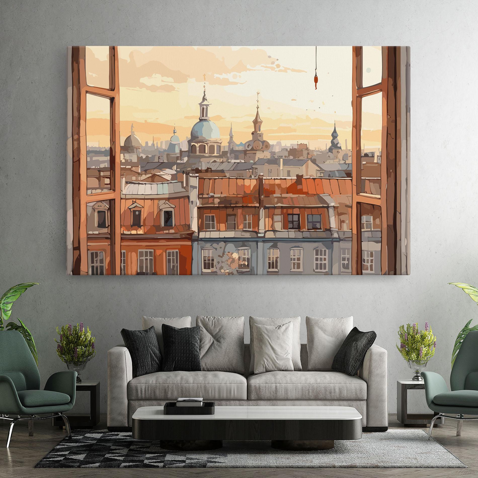 Leinwandbild Window City View mockup 7