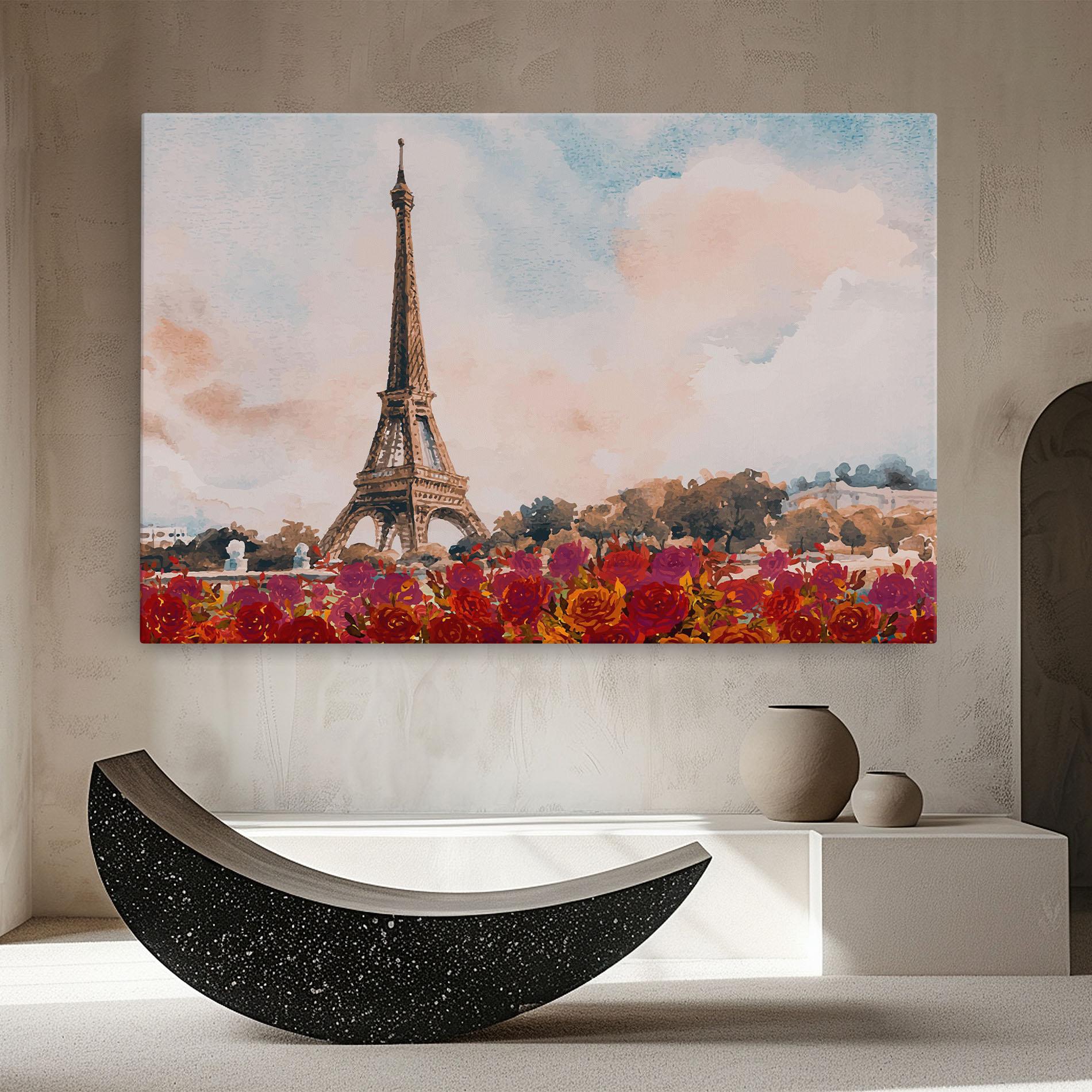 Leinwandbild Eiffel Tower Roses mockup 8