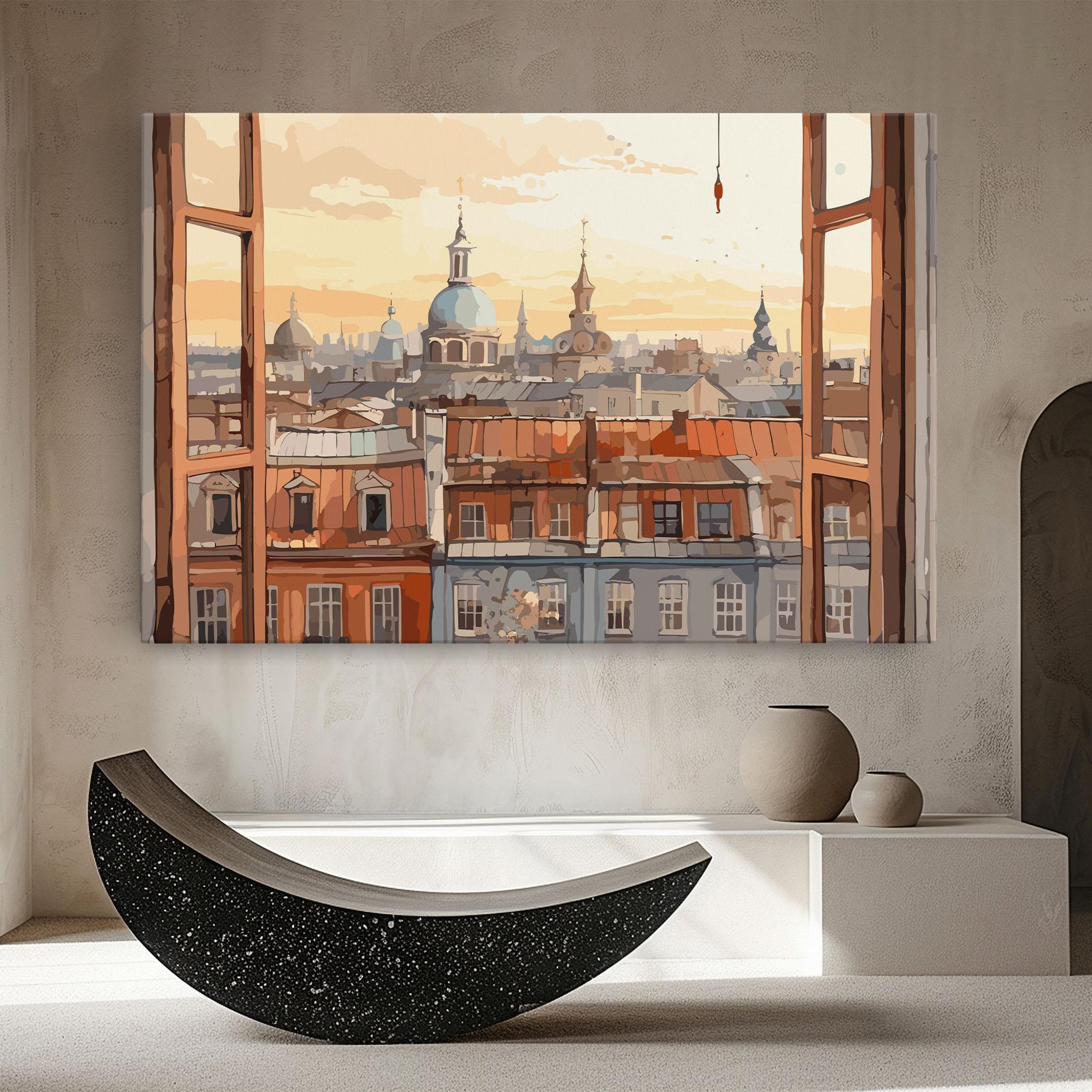Leinwandbild Window City View mockup 8