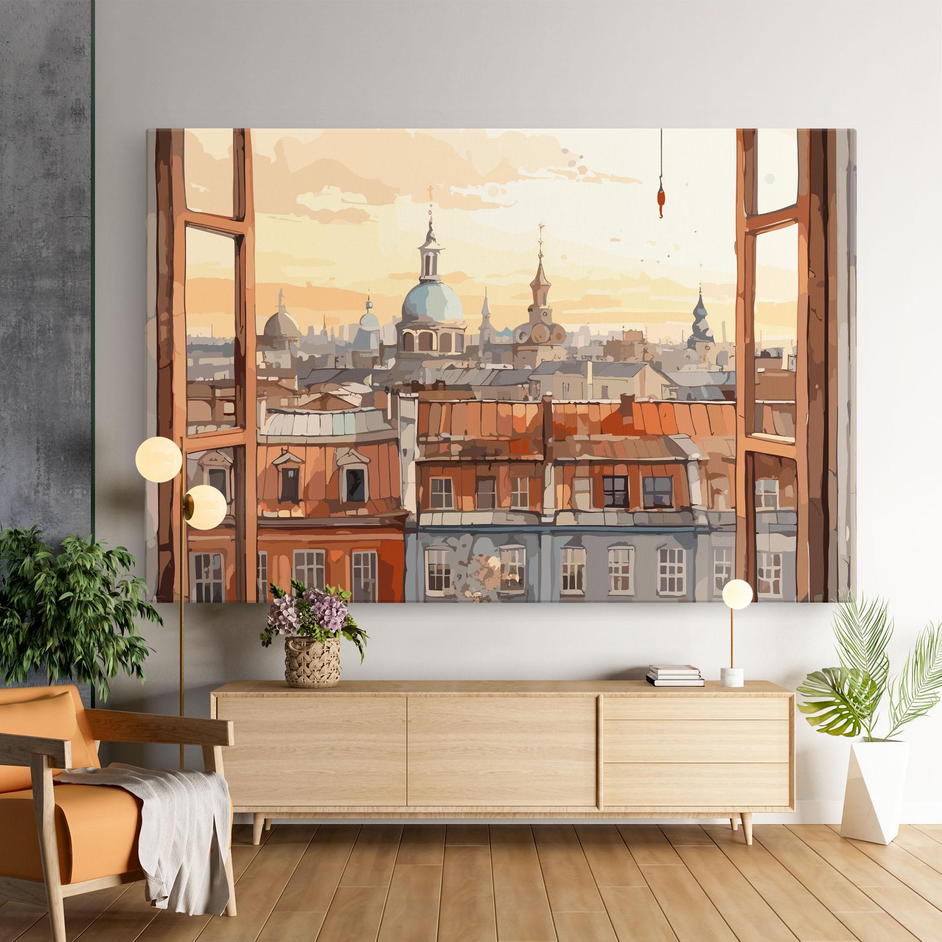 Leinwandbild Window City View mockup 9