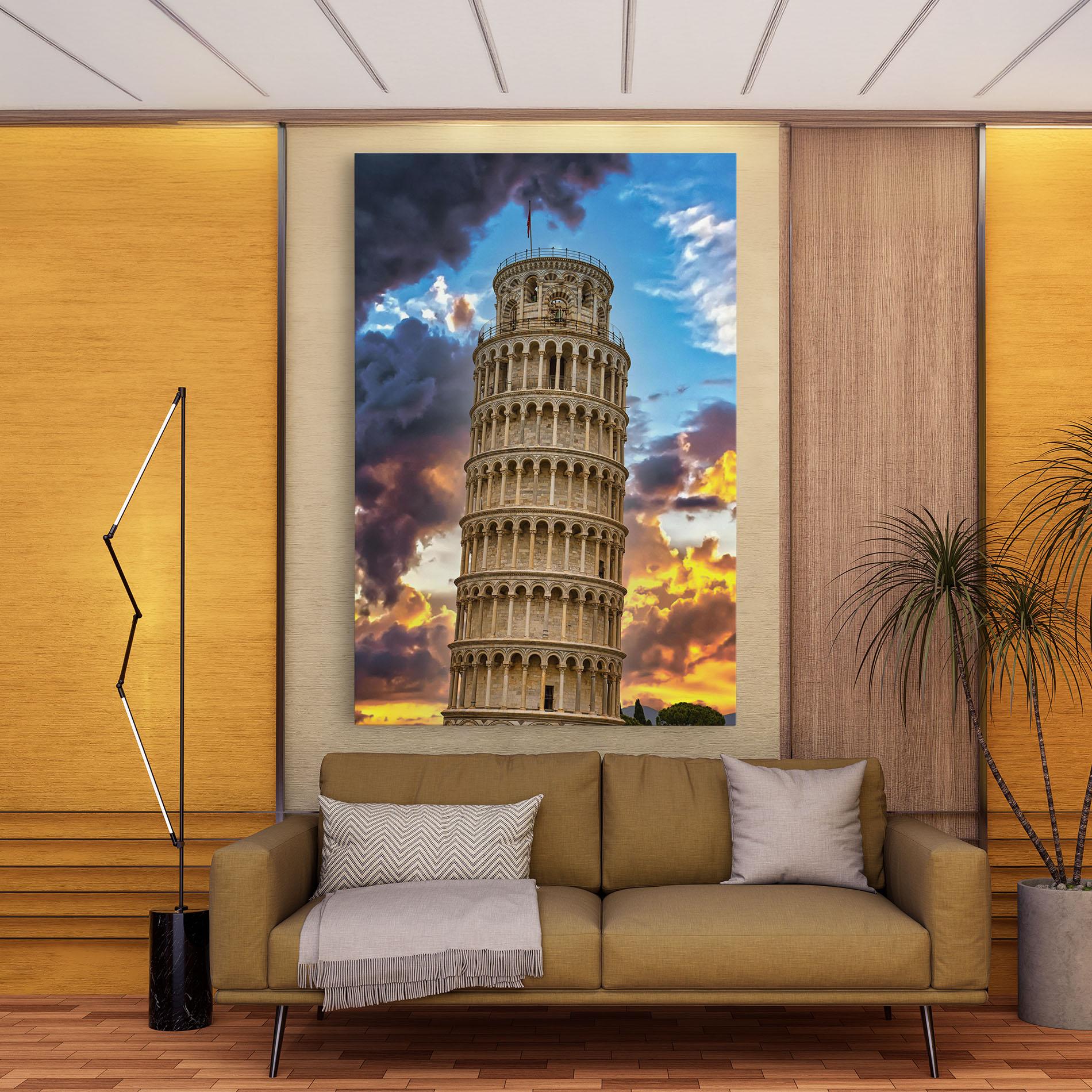 Leinwandbild Tower Of Pisa Sunset mockup 9