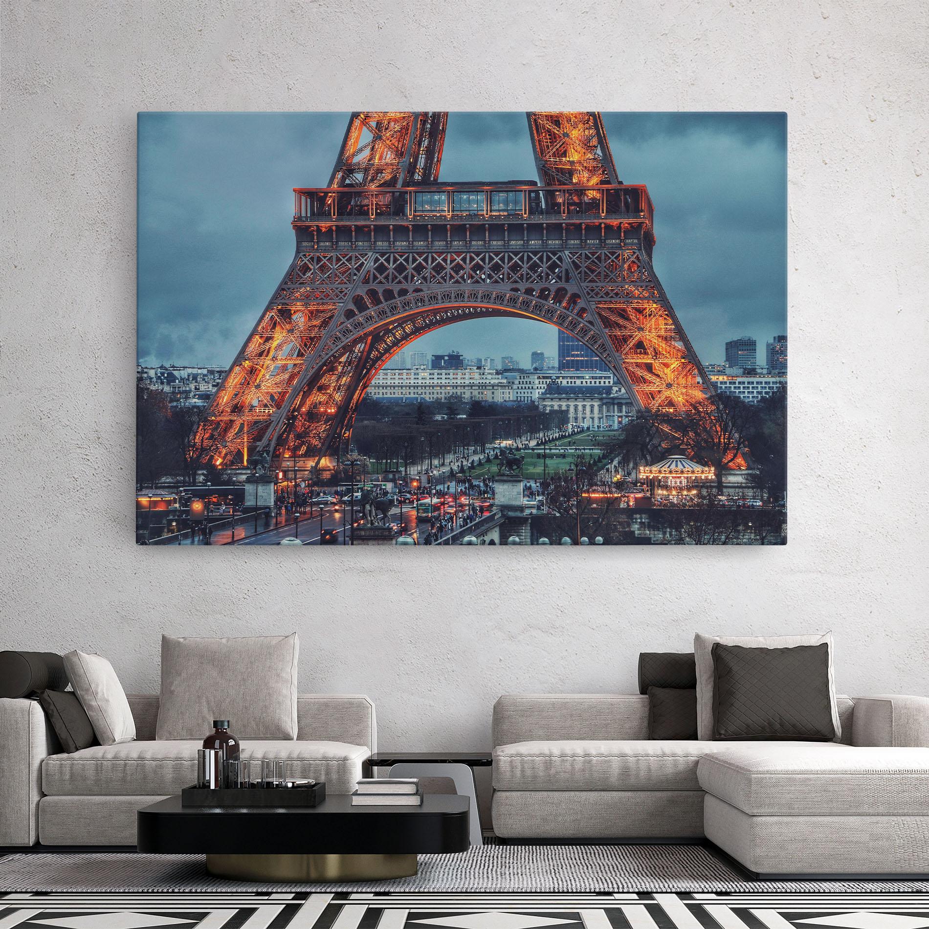 Leinwandbild Eiffel Tower Lights mockup 2